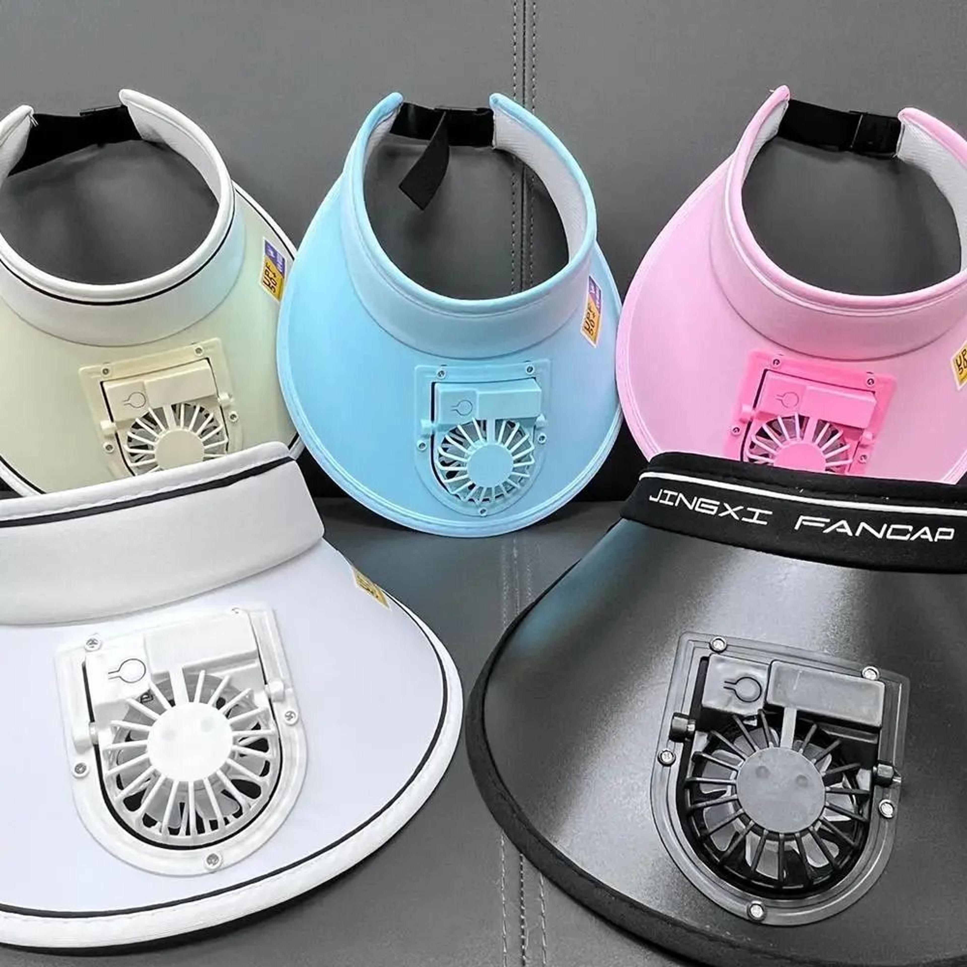 outdoor sun protection hat with usb fan large brim summer visor