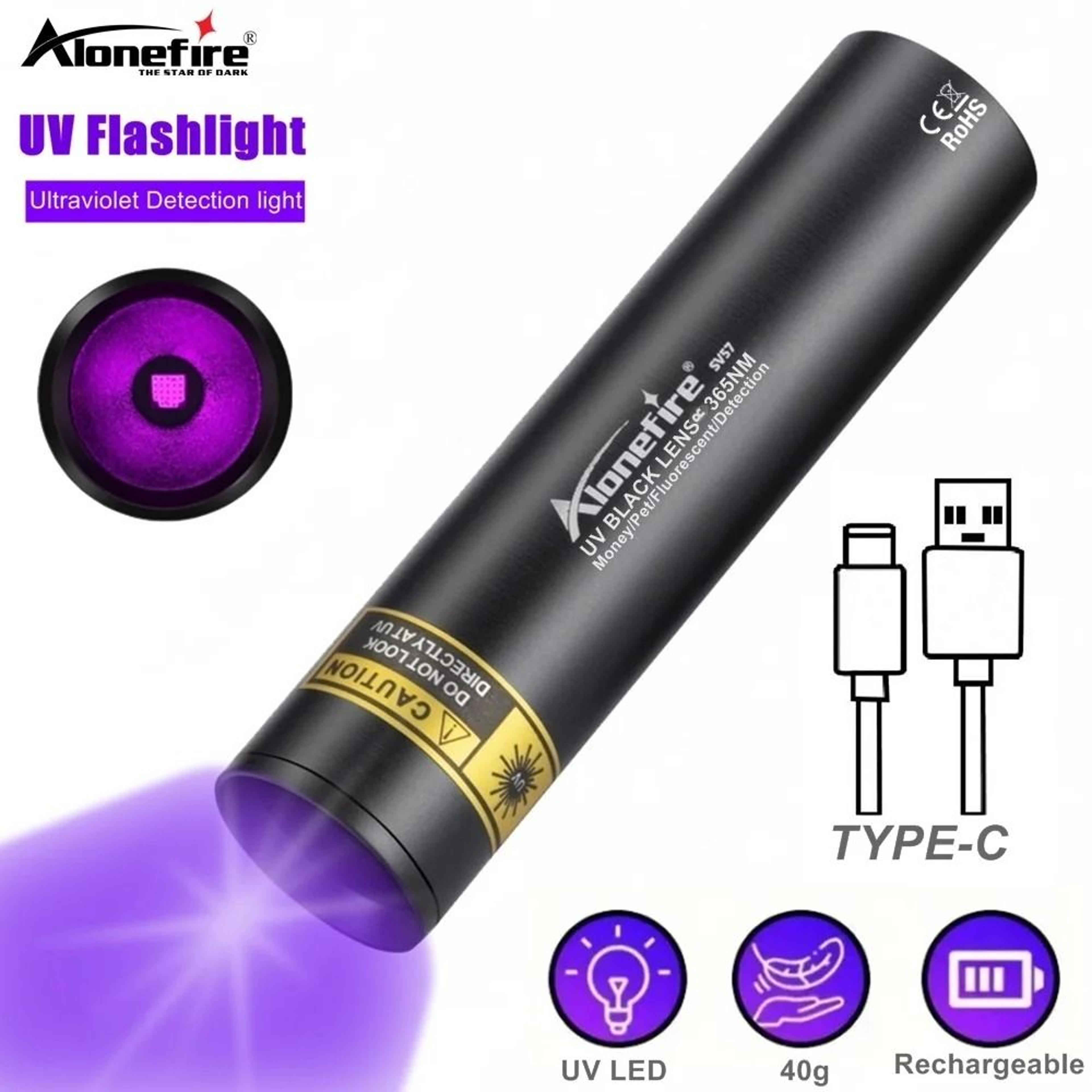 mini uv flashlight 365nm rechargeable blacklight torch for pets, currency, and scorpion detection