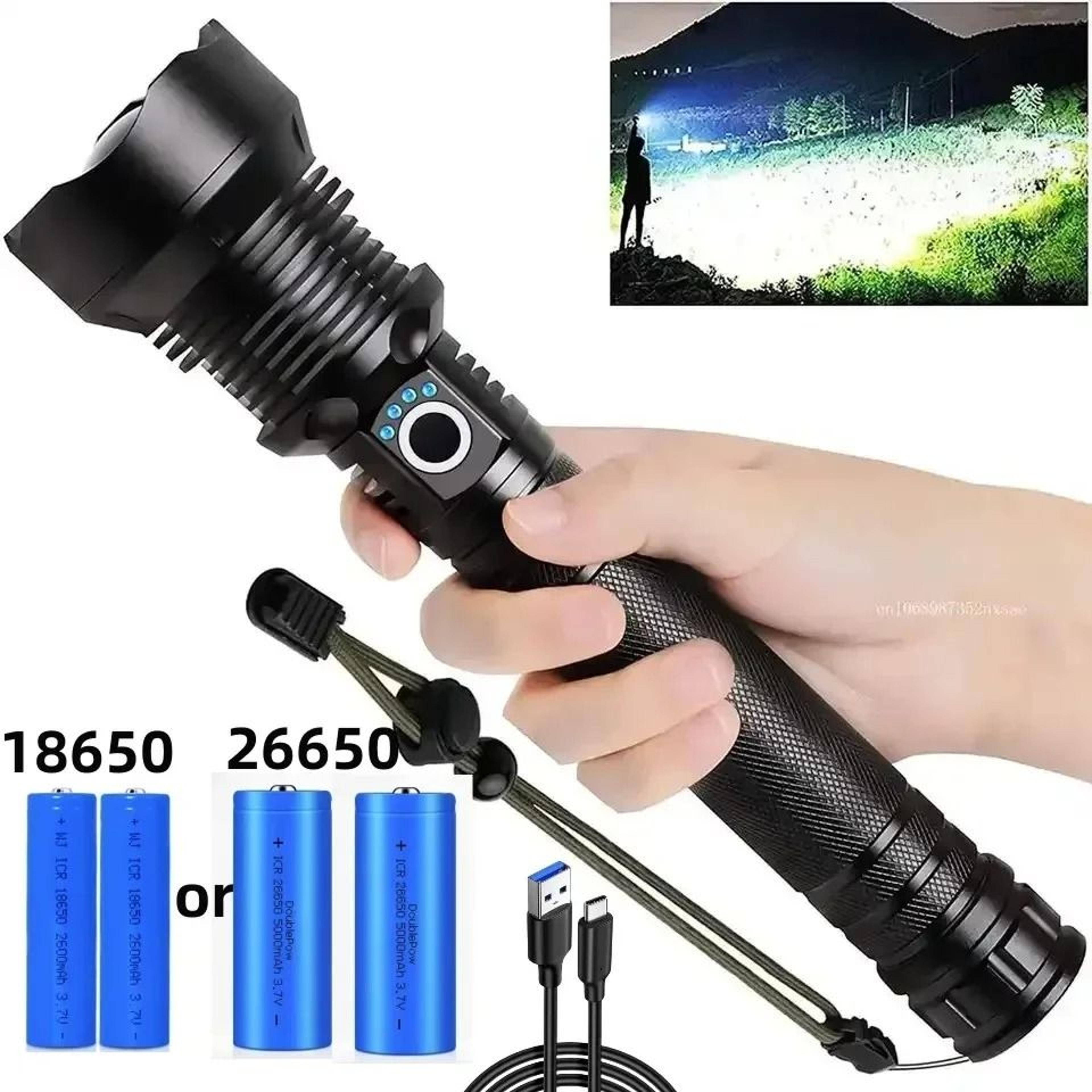 rechargeable led flashlight 90000 lumens super bright waterproof zoom torch with 3 lighting modes