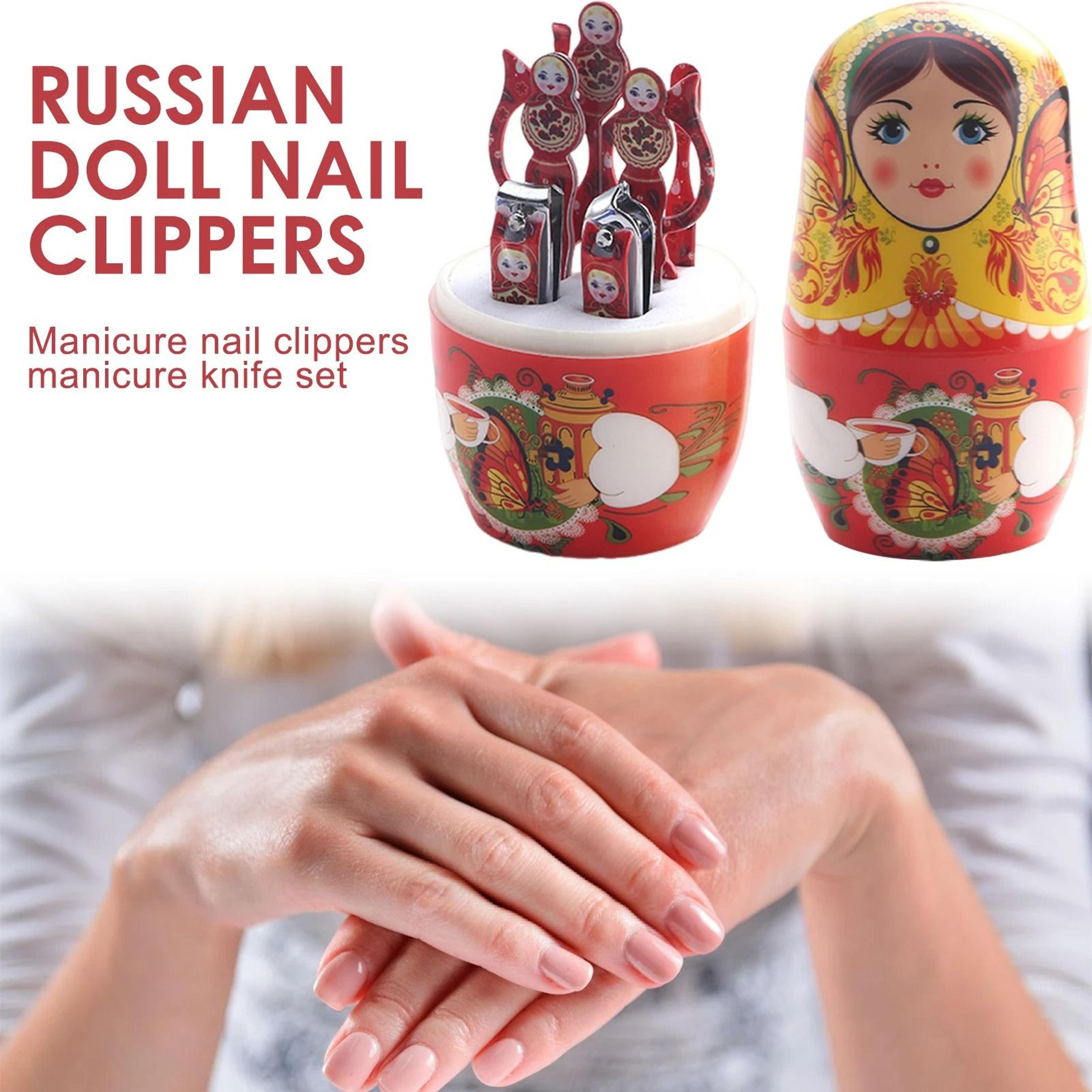 creative nail clipper set with russian doll style case