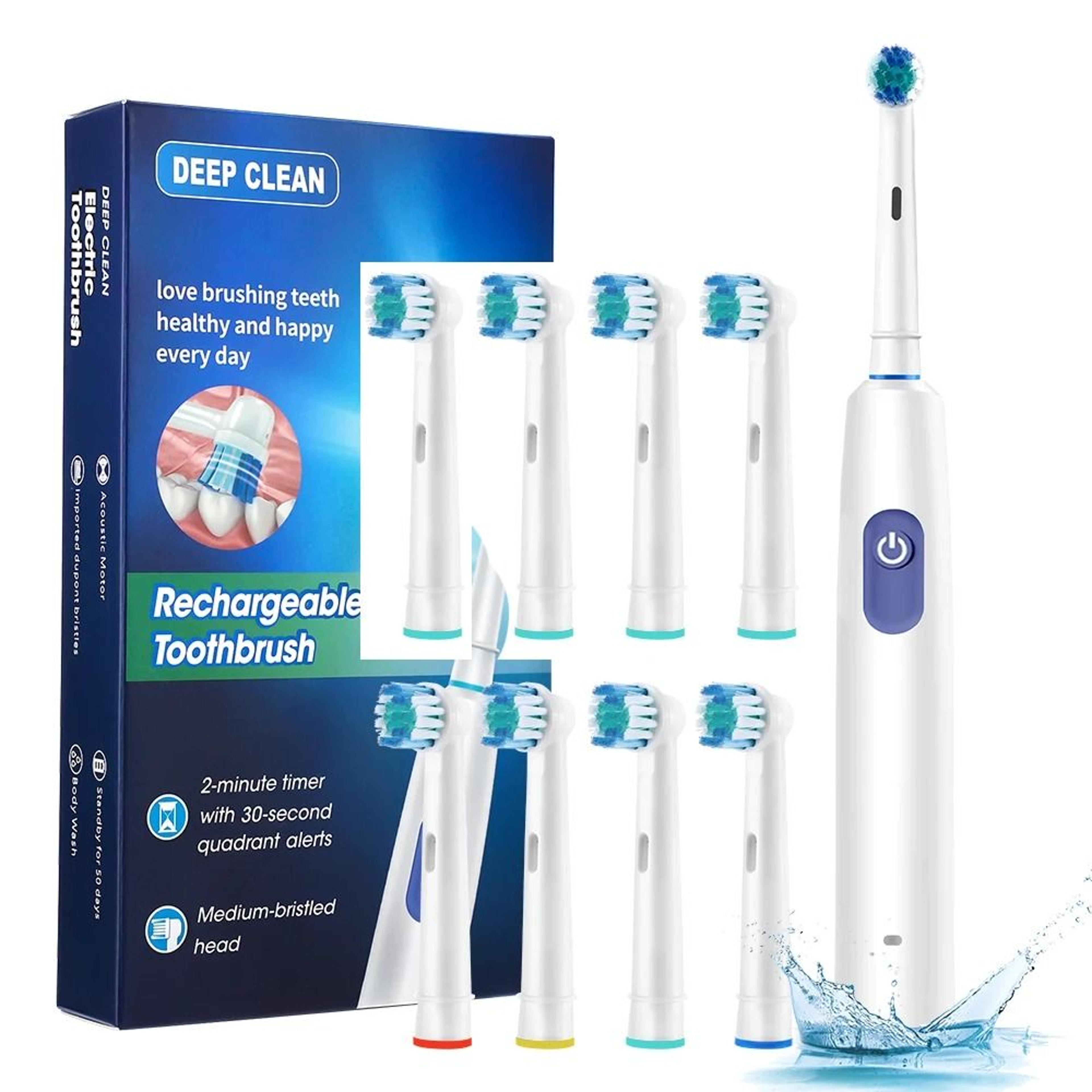 rechargeable electric toothbrush with timer and multiple brush heads