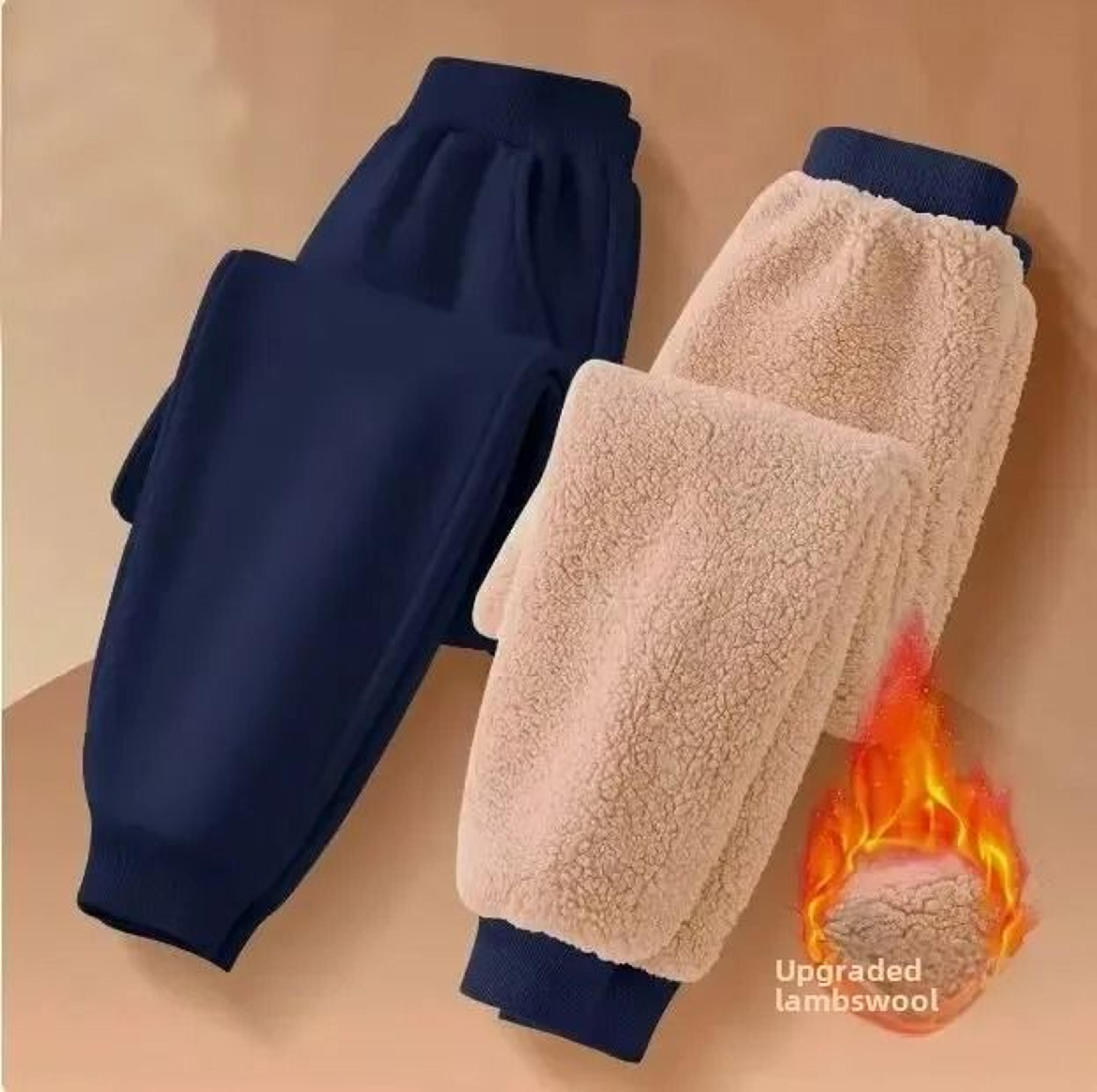 kids fleece lined warm sports pants casual winter trousers
