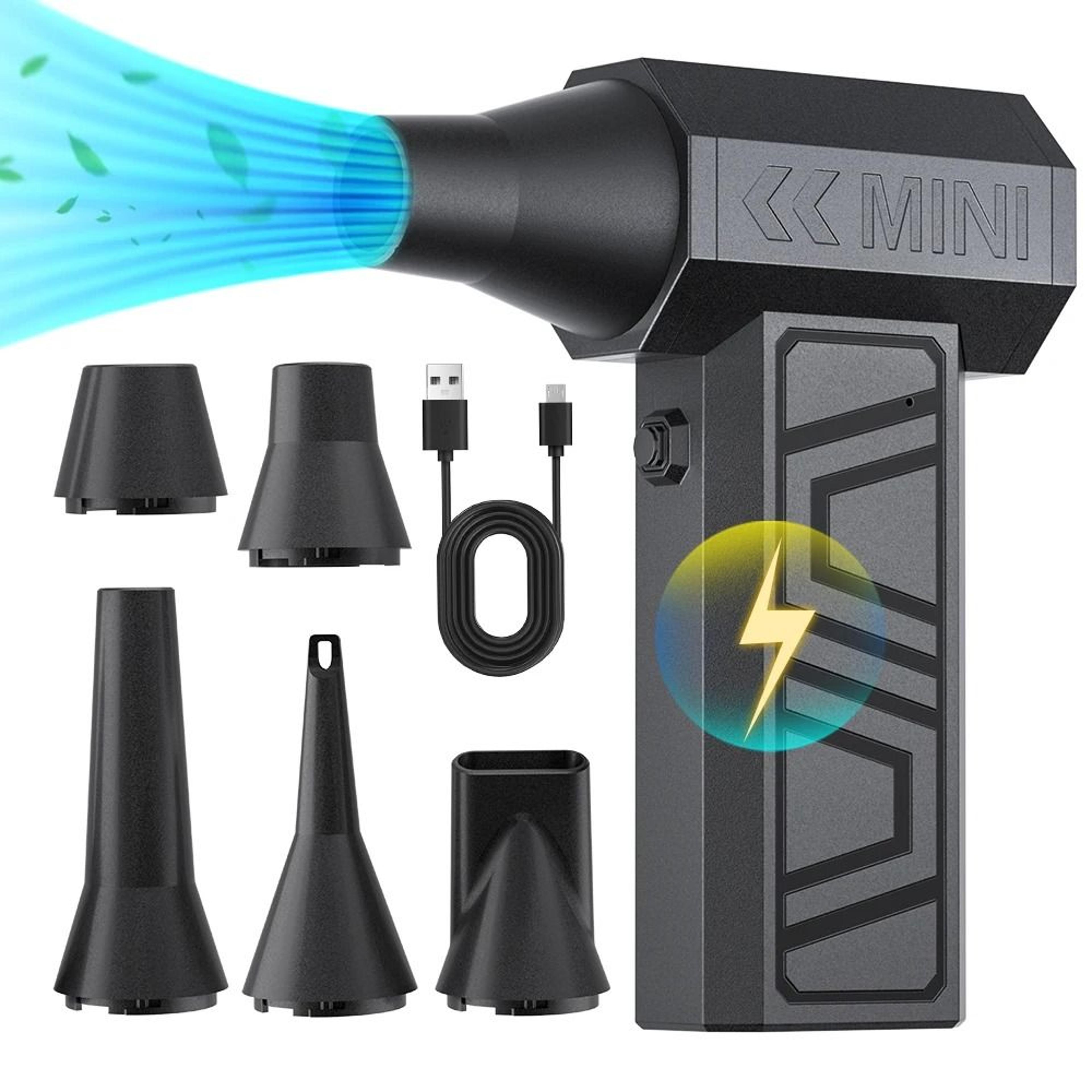 type c charging turbo jet fan portable air duster for car cleaning