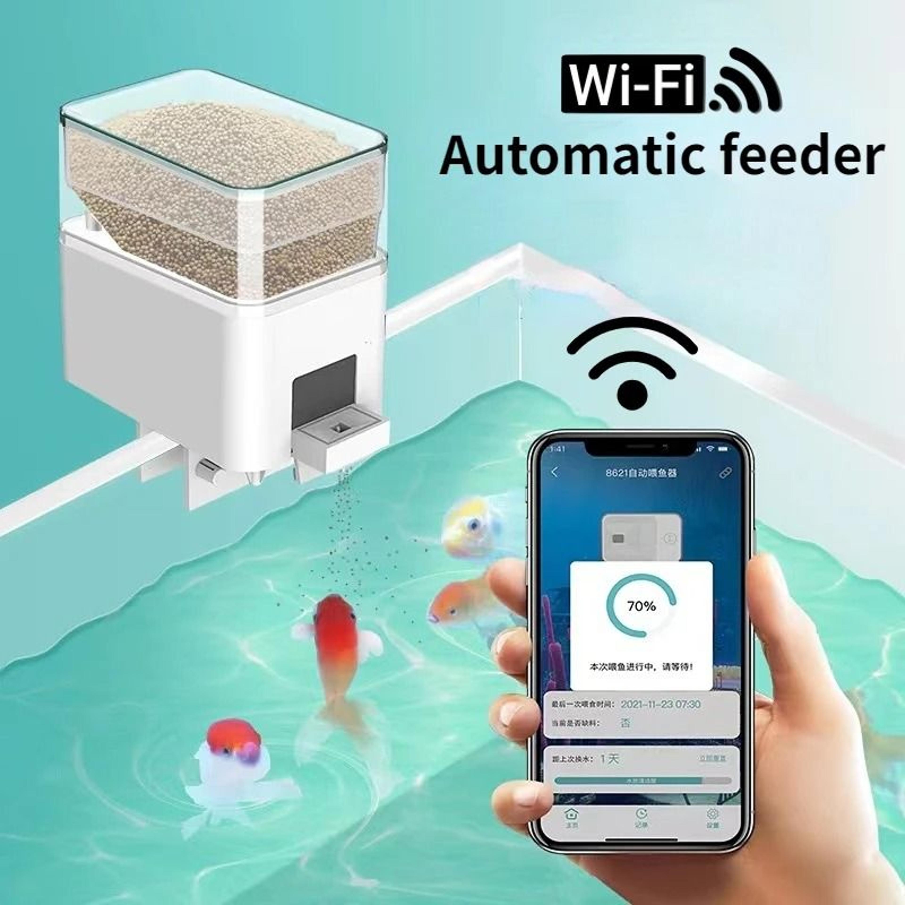 automatic aquarium fish feeder smart wifi app control voice remote fish tank feeding dispenser