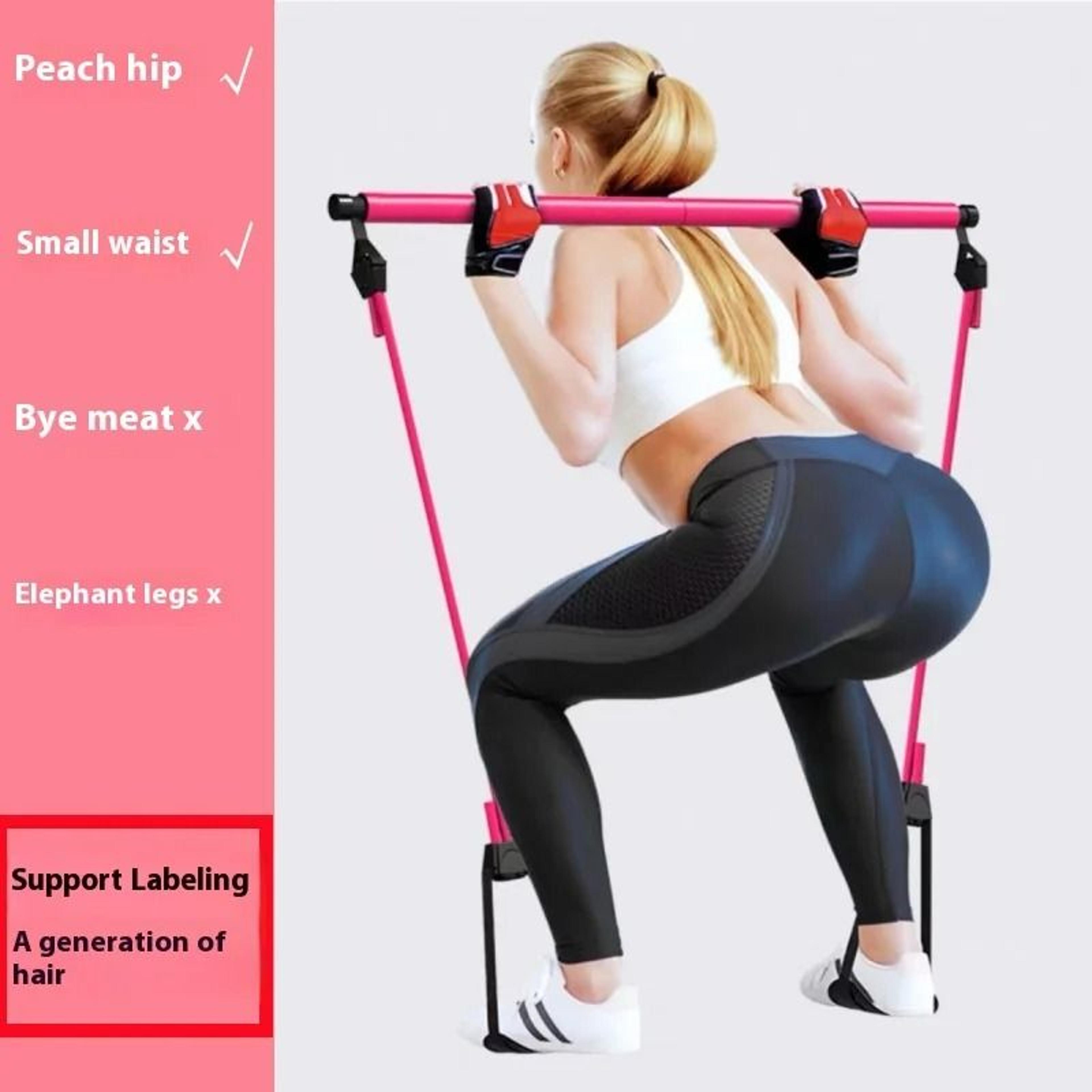 adjustable pilates stick with resistance bands for home workout and yoga