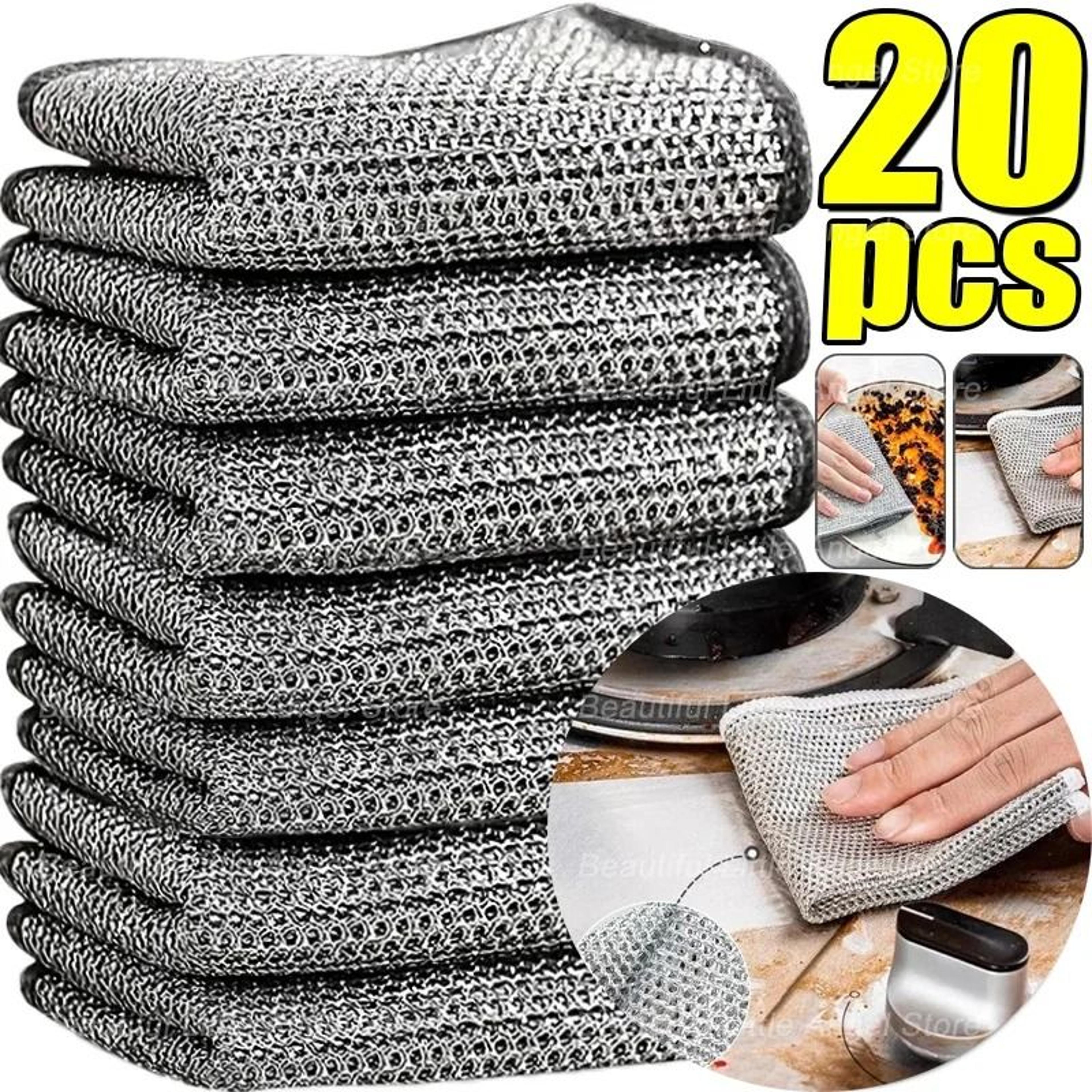 steel wire cleaning cloth non-scratch double layer dishwashing rags