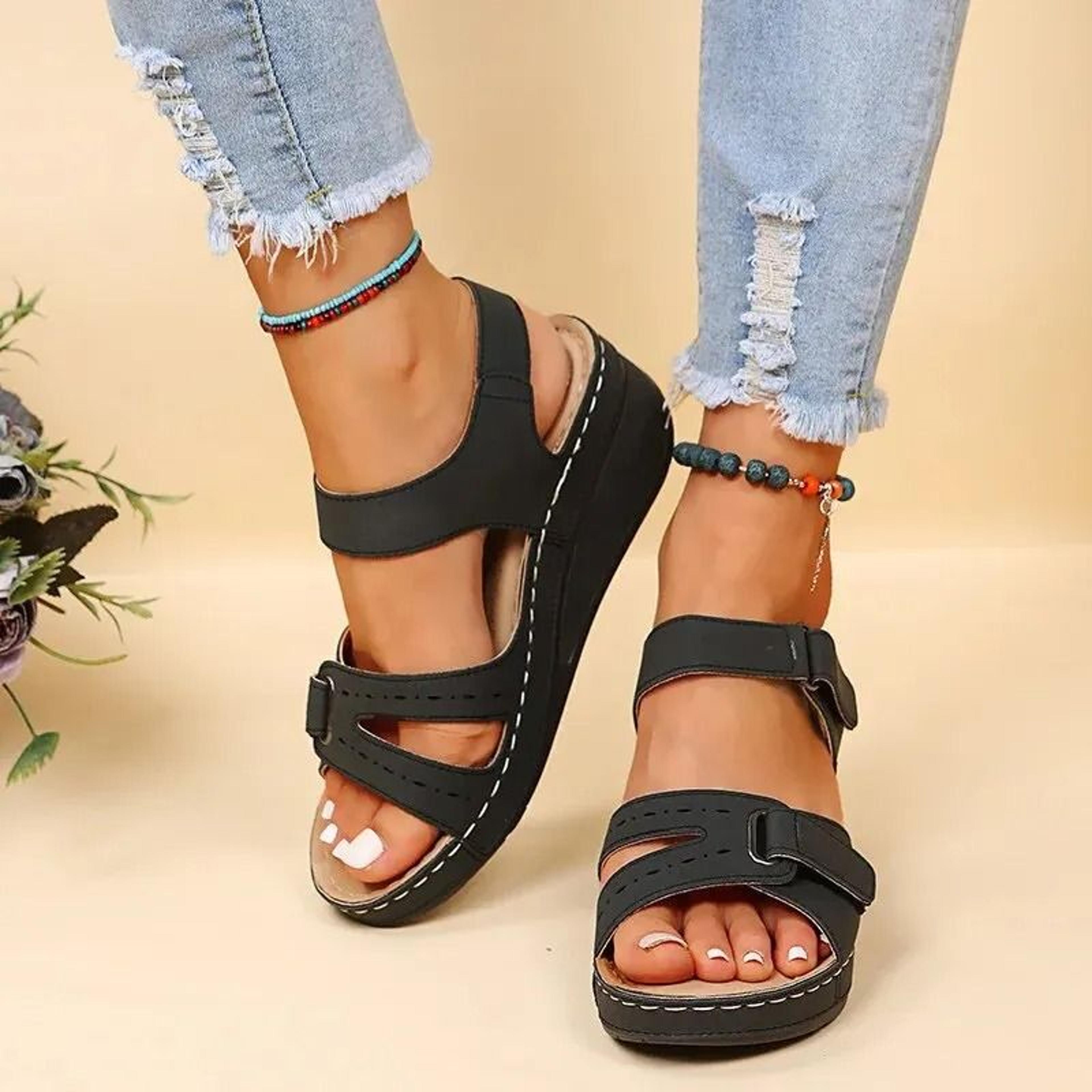 womens summer wedge sandals with non-slip platform sole