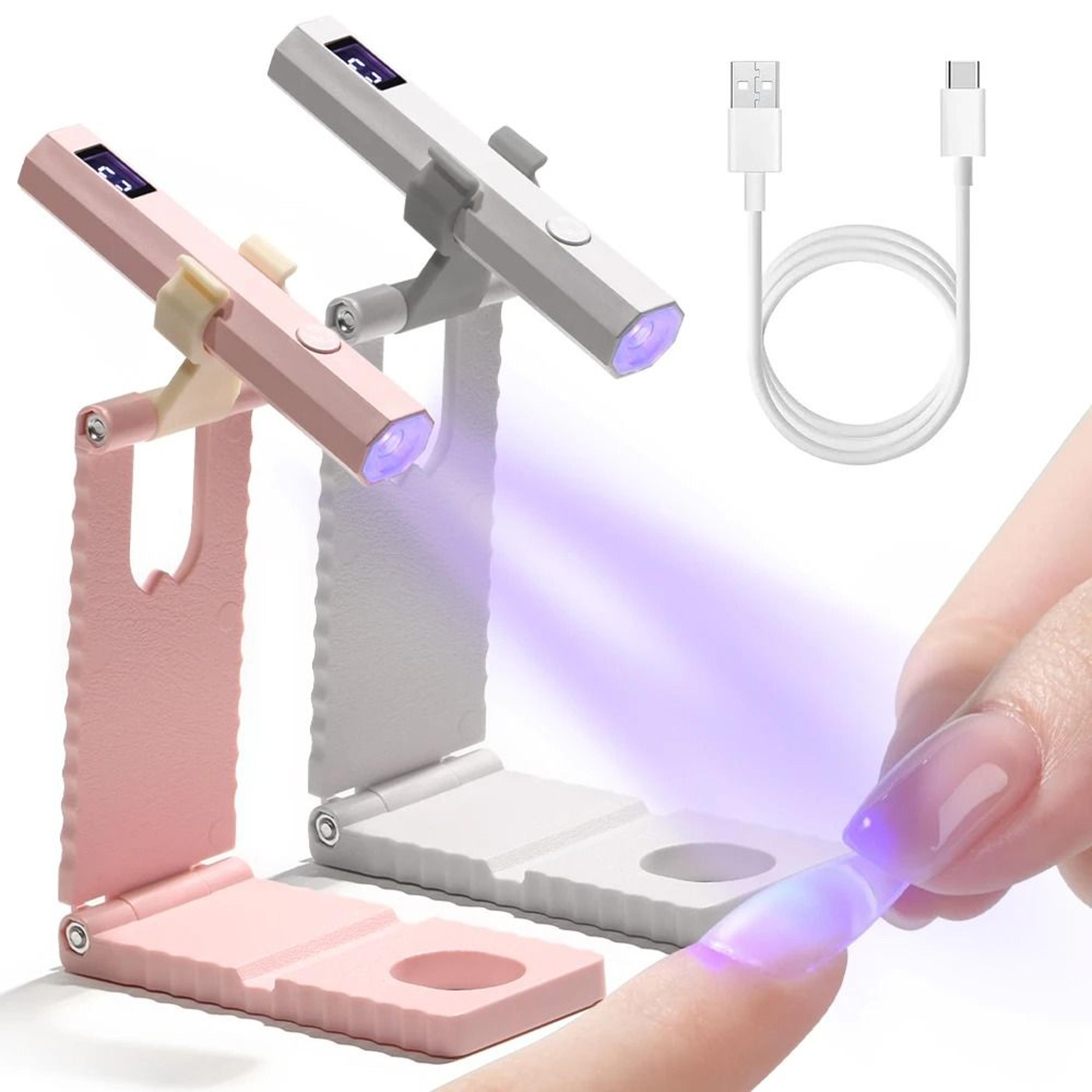 cordless uv nail lamp with adjustable stand and lcd display for fast gel curing