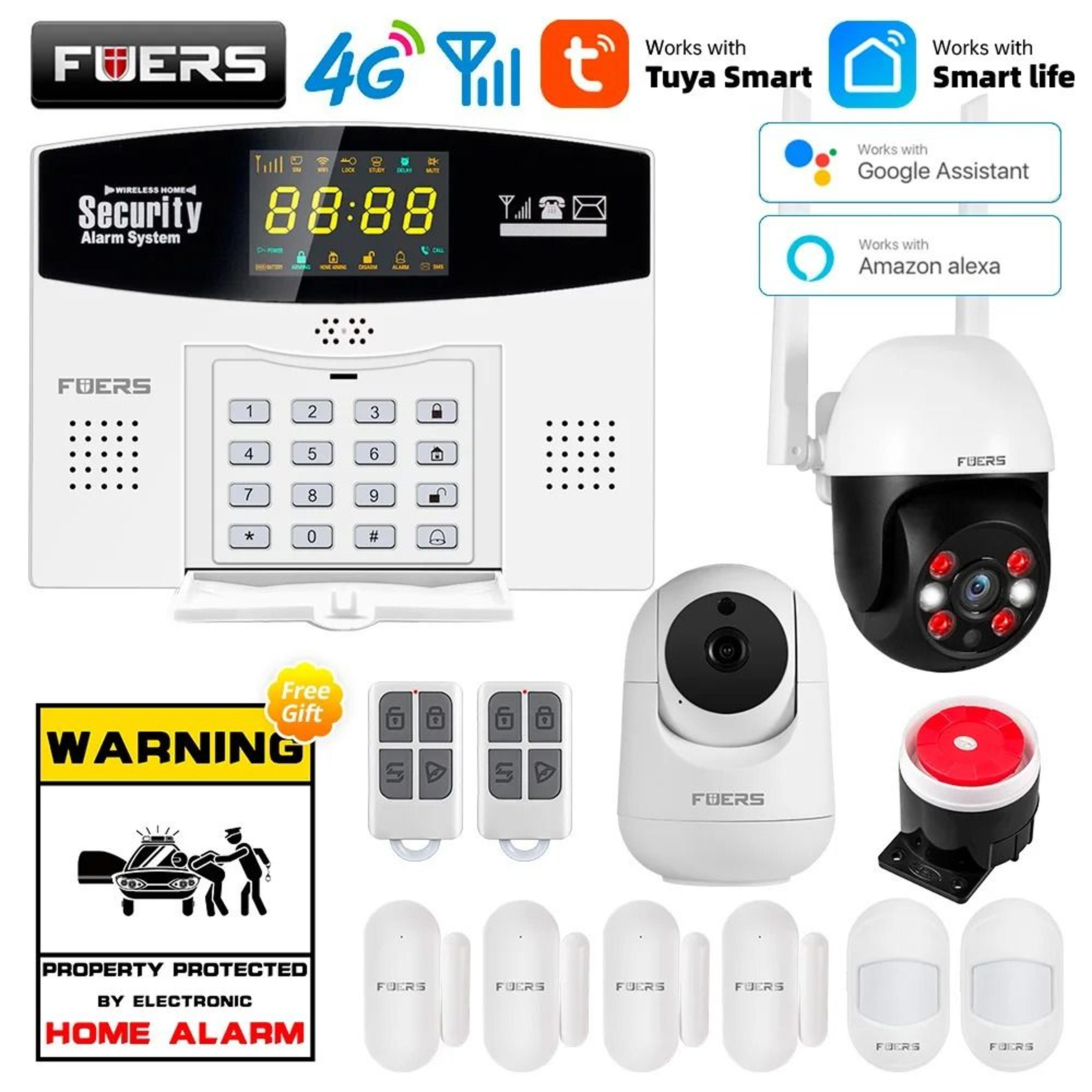 smart wifi gsm 4g home security alarm system with motion sensor and lcd display