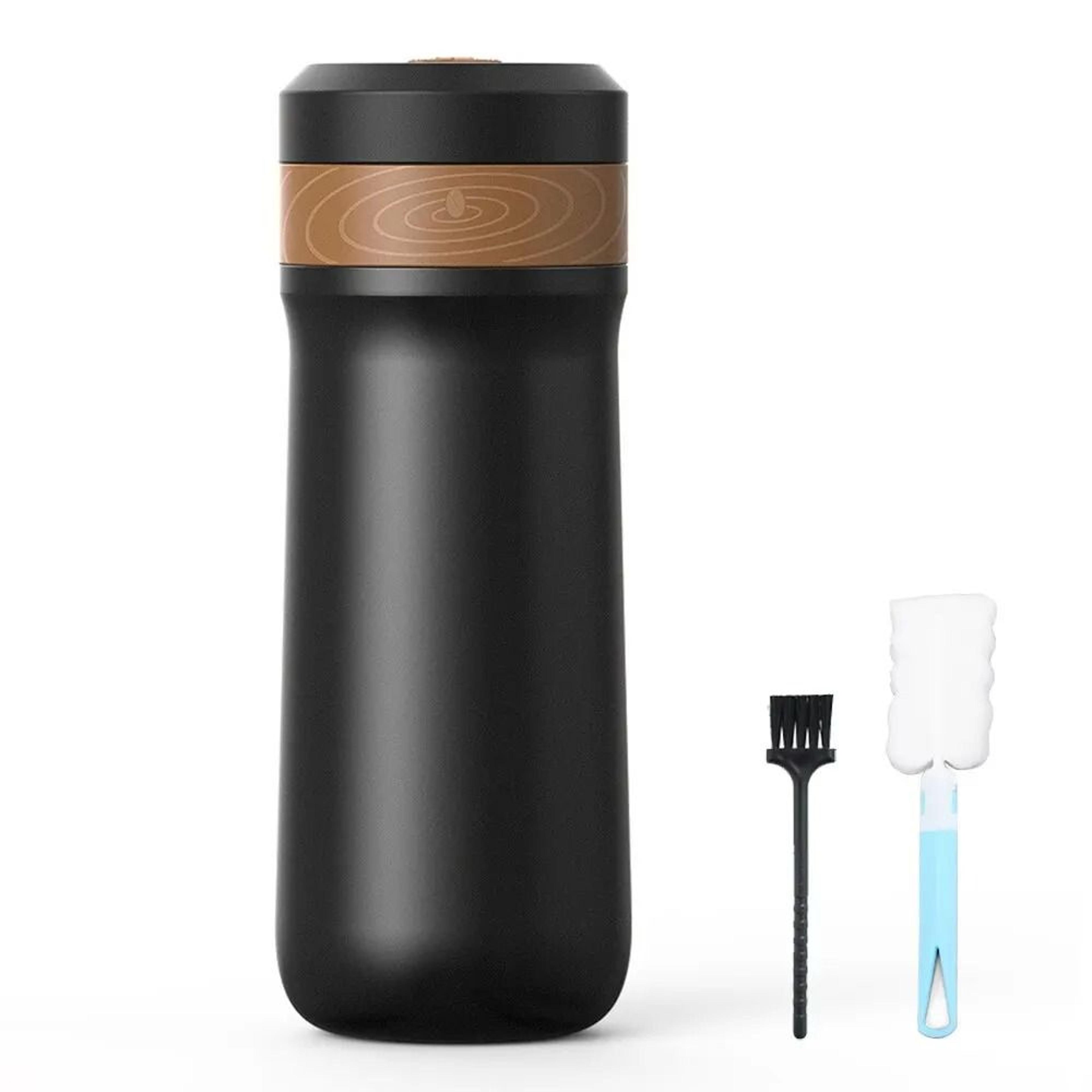 stainless steel french press coffee maker with double-layer filter and vacuum insulation