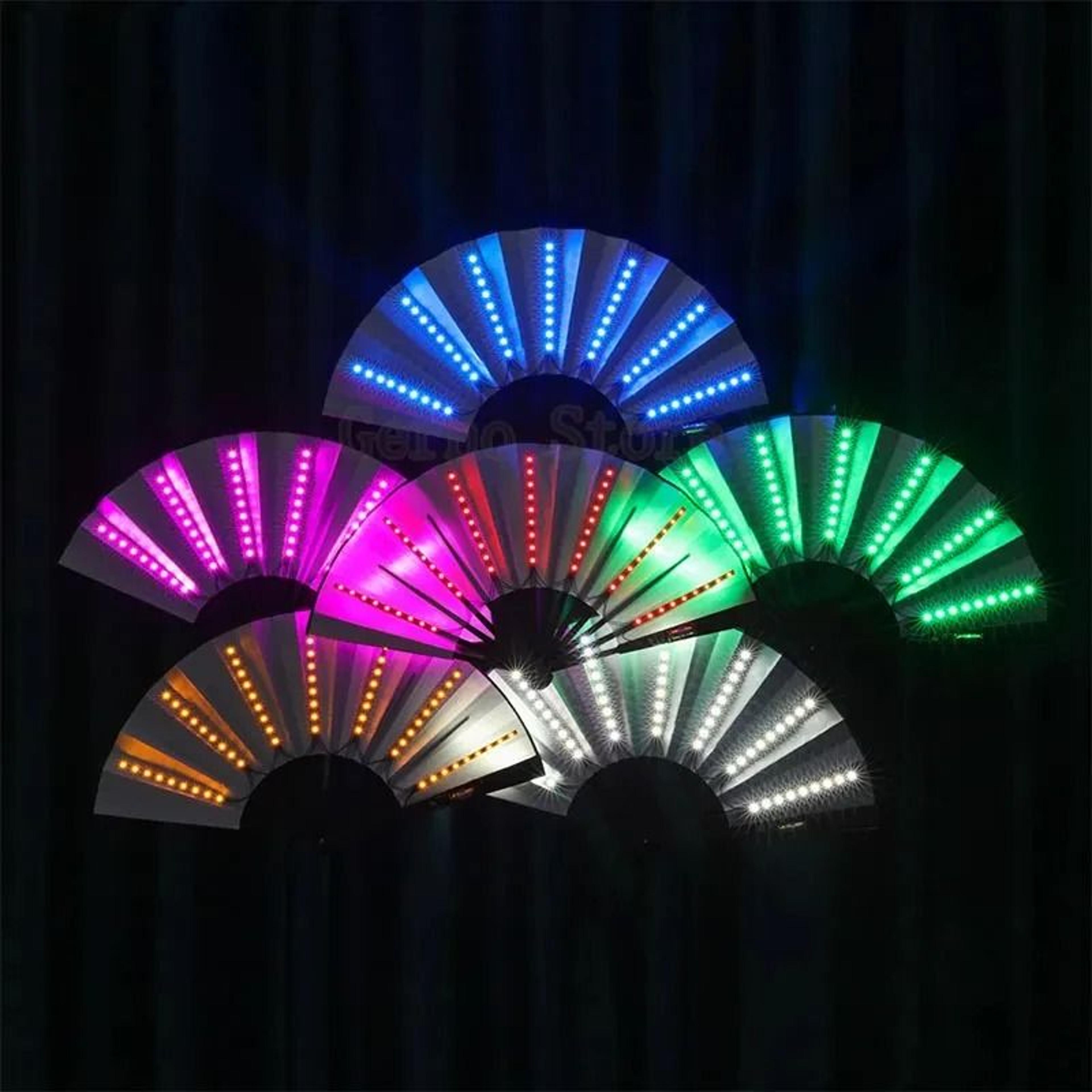 glow folding led fan light up festival party accessory