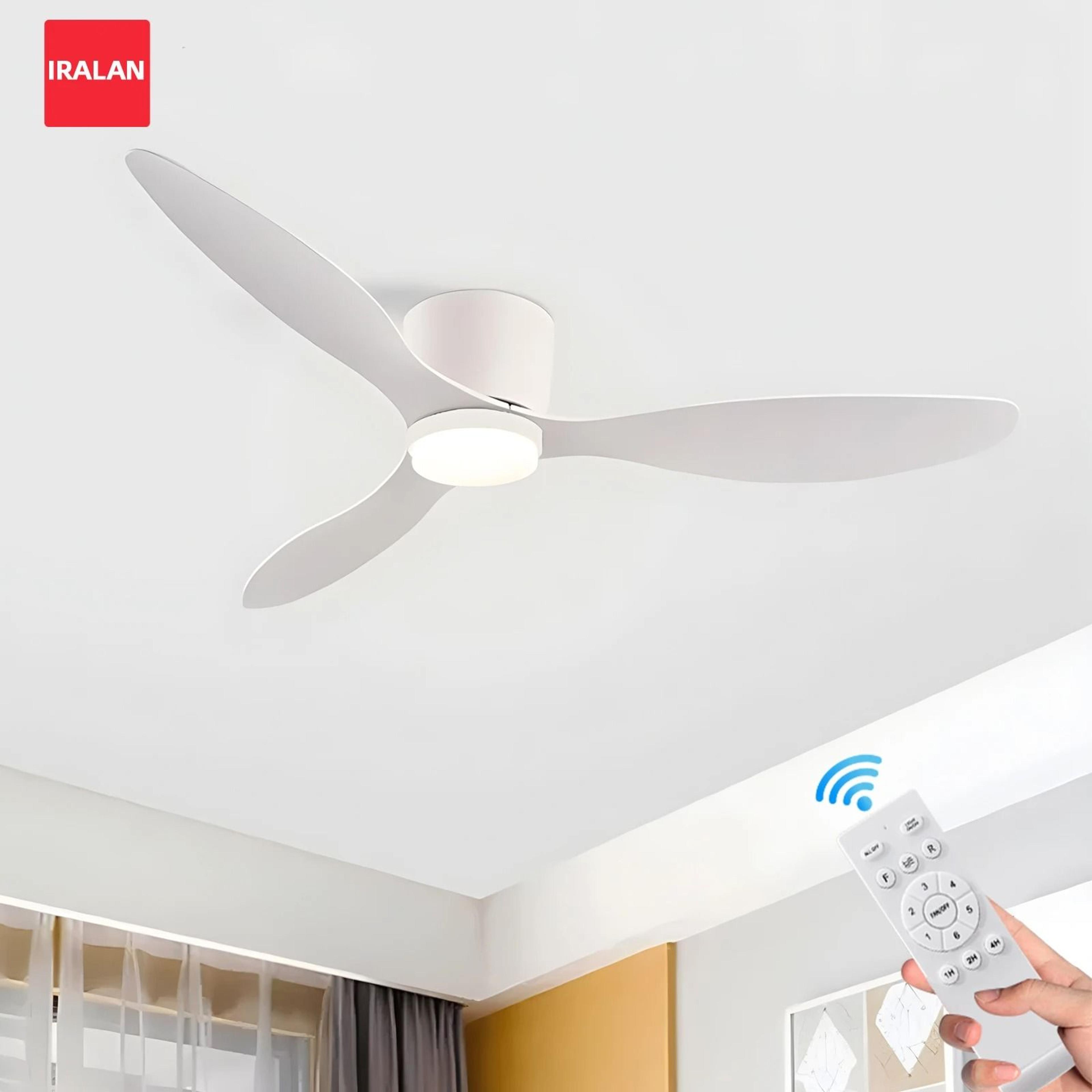 ceiling fan with light 6 speed reversible dc motor 3 color modes remote control easy install black white wood