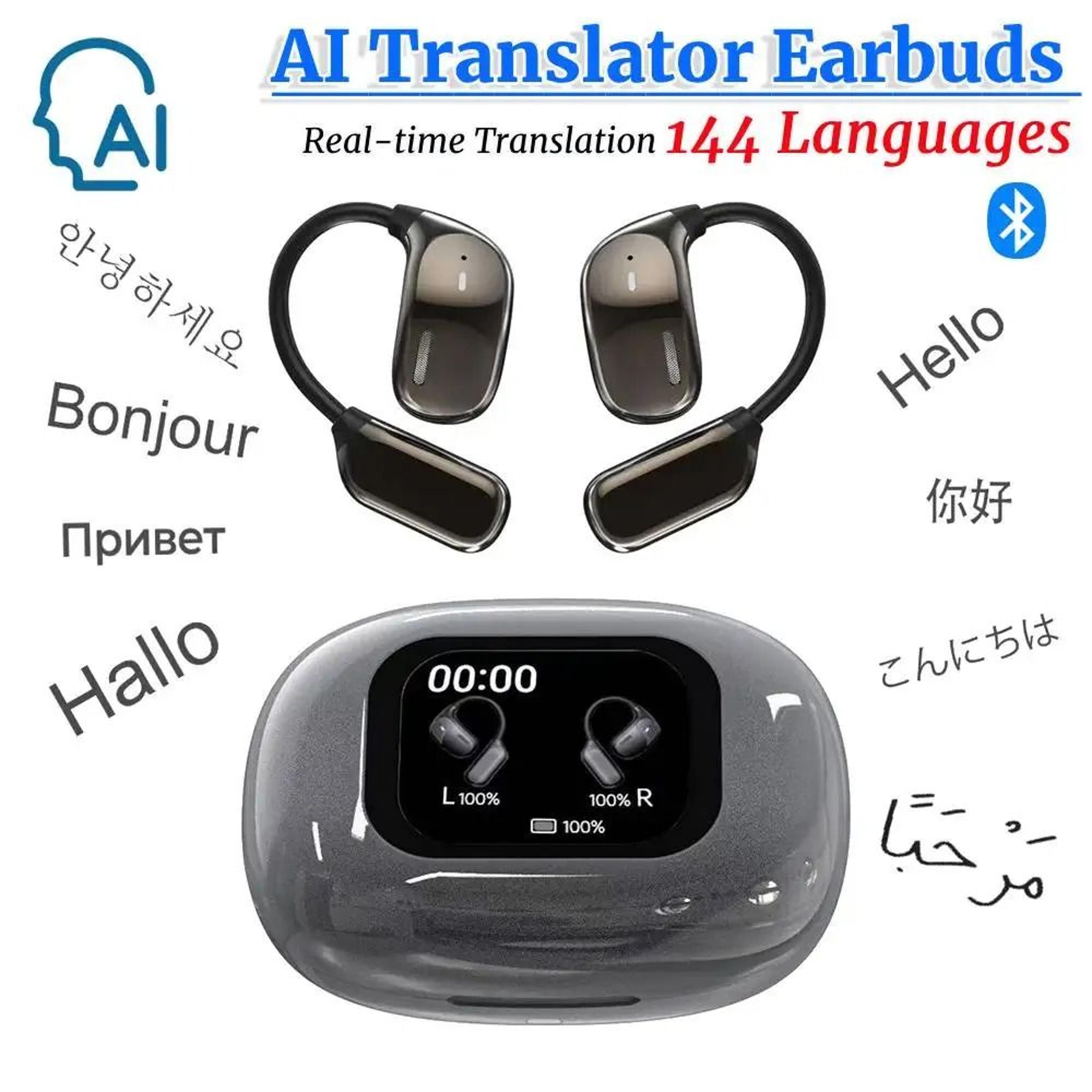 ai translation earbuds with bluetooth real-time 144 language support