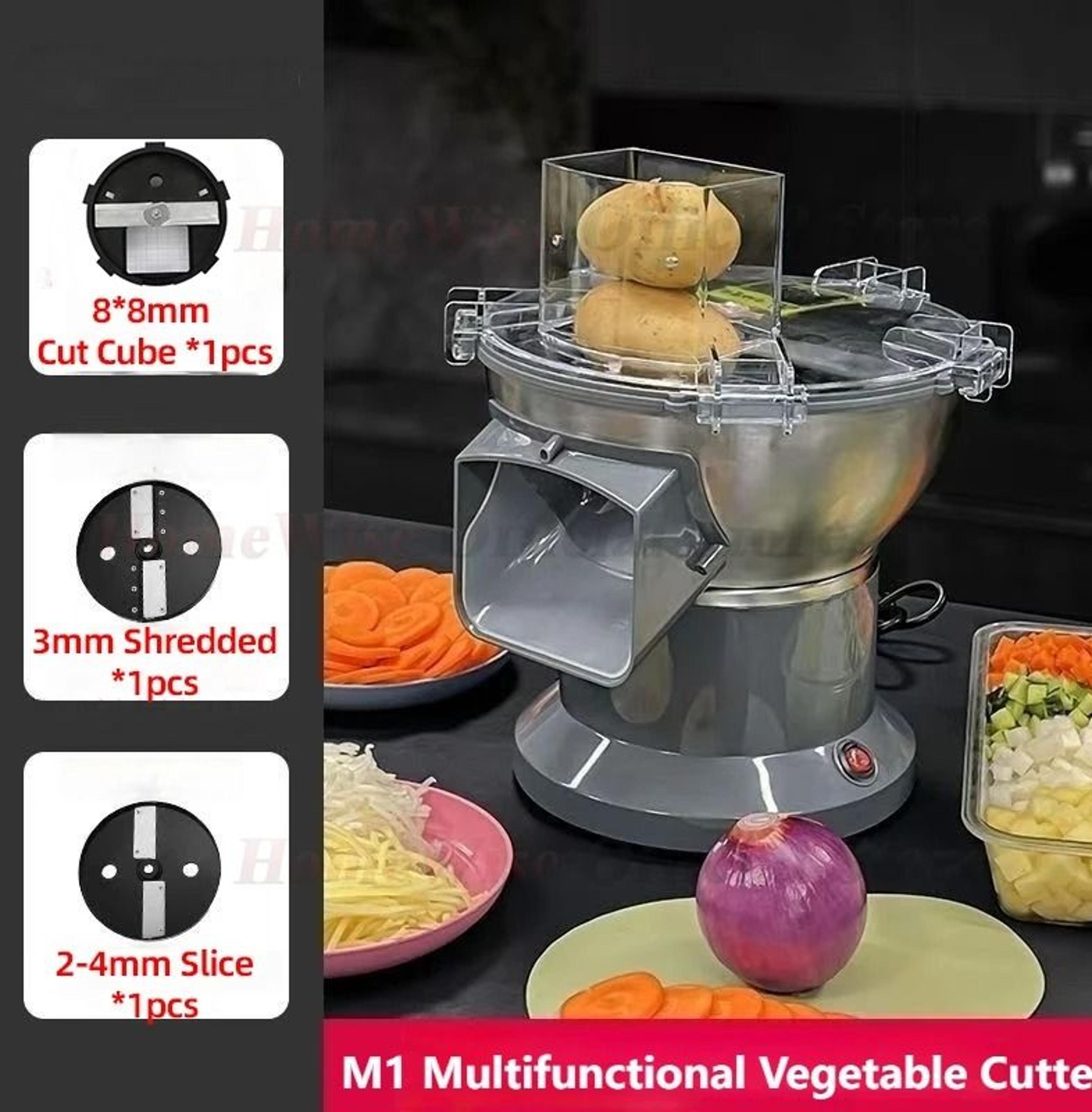 multifunctional vegetable and fruit cutter food processor with slicing, shredding, and cube cutting