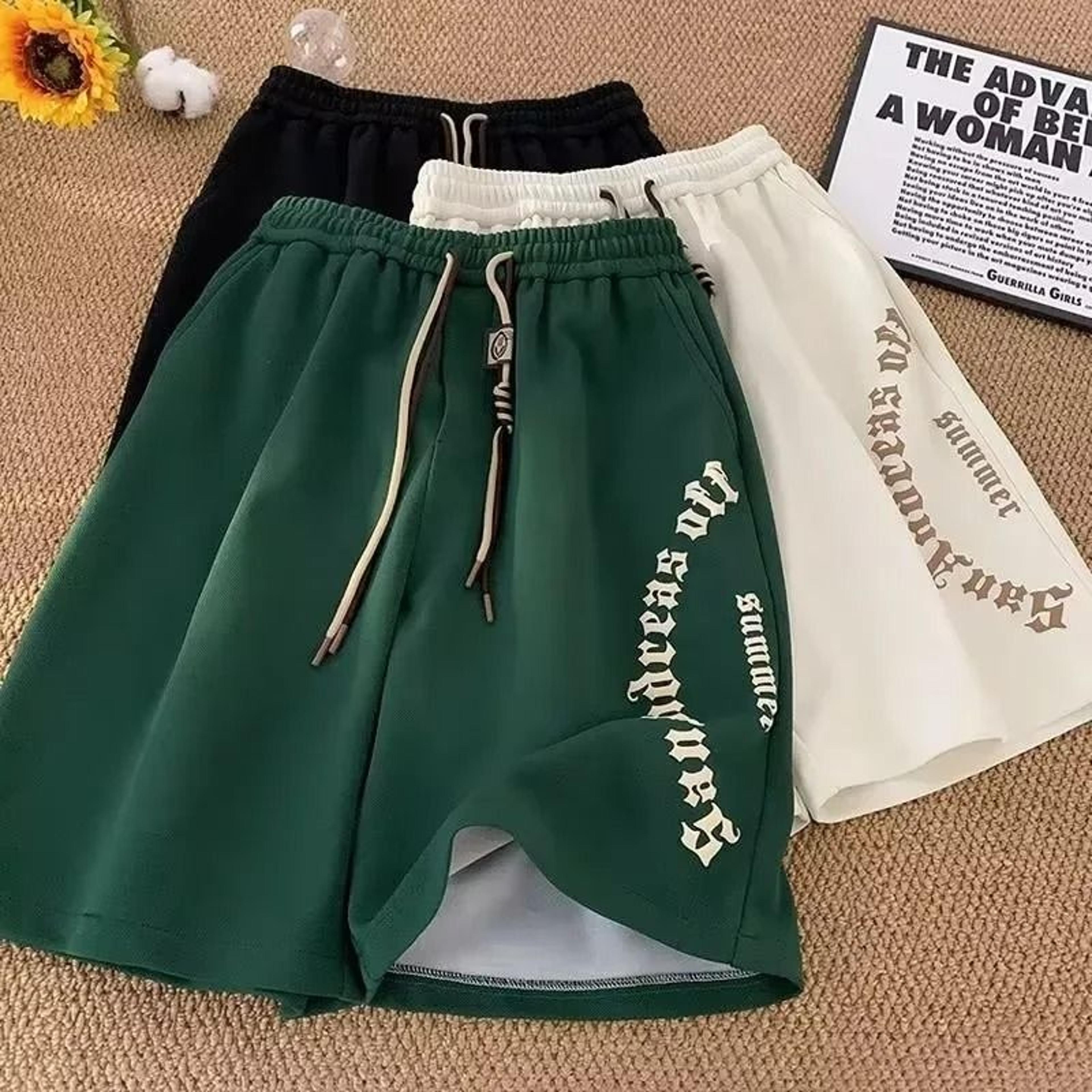 men shorts casual oversize beach shorts retro print sports shorts m–5xl