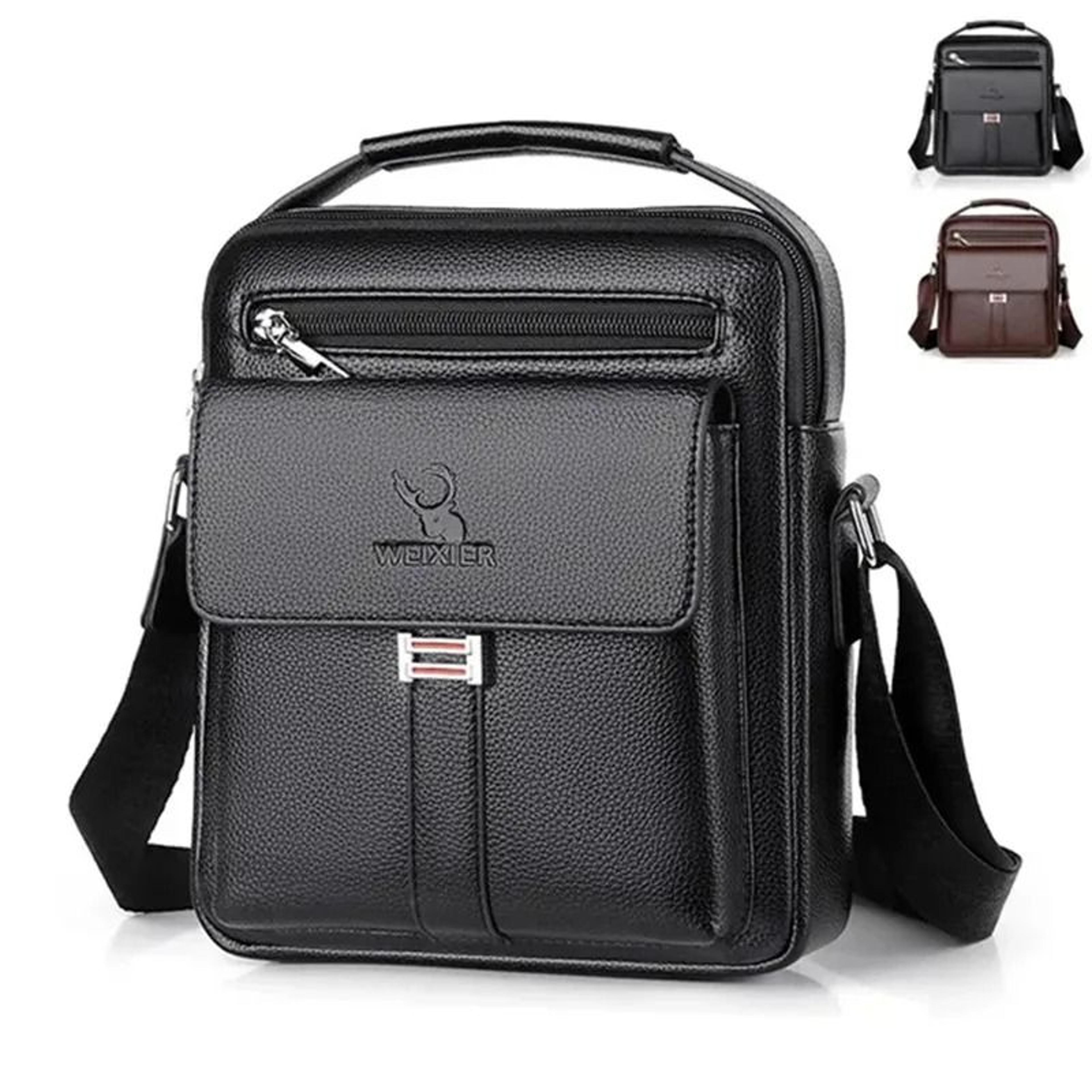 men crossbody shoulder bag waterproof pu leather messenger tote with large capacity