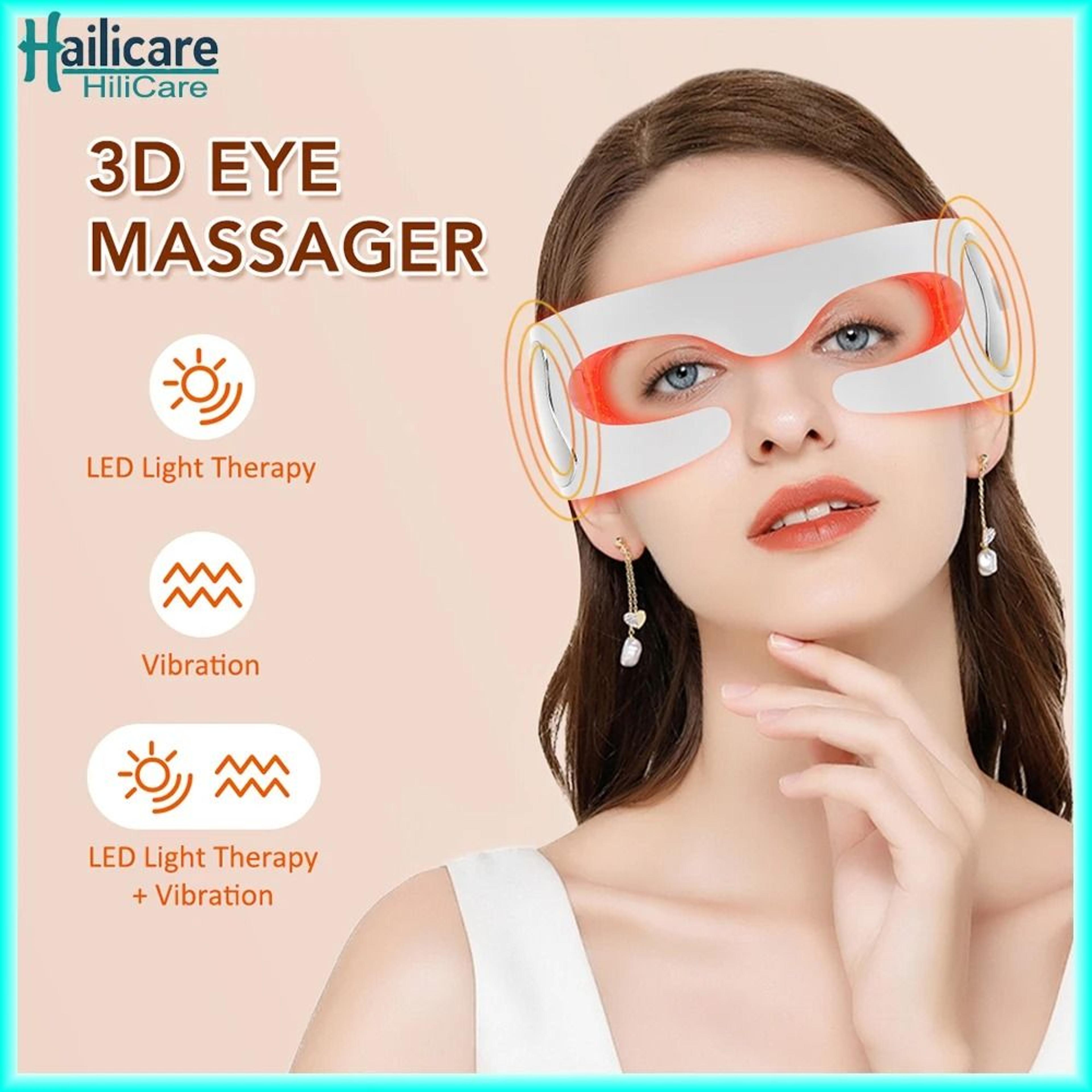 vibration eye massager with led light therapy for dark circles, fatigue, and anti-aging eye care