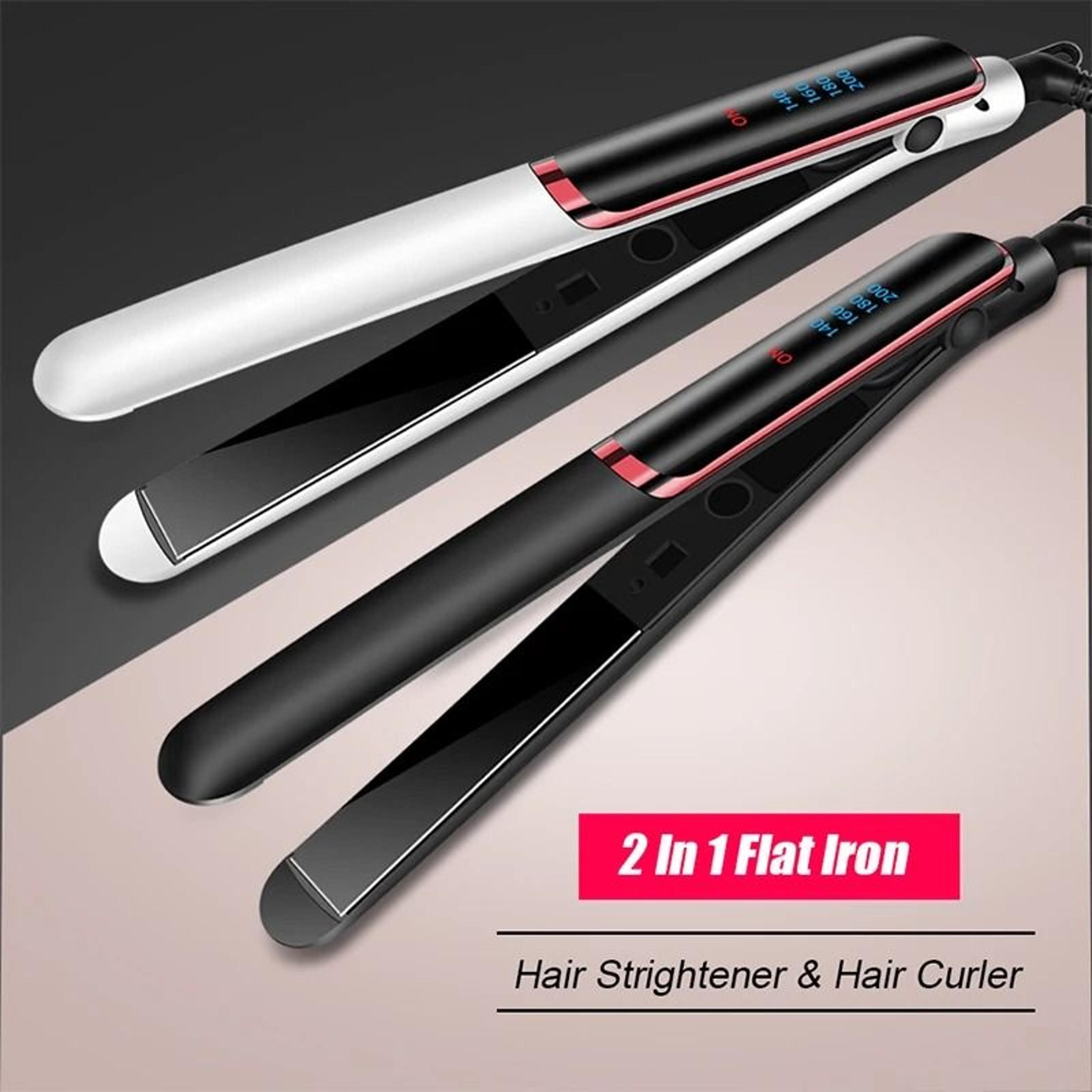 professional hair straightener with ceramic ionic plates and lcd display