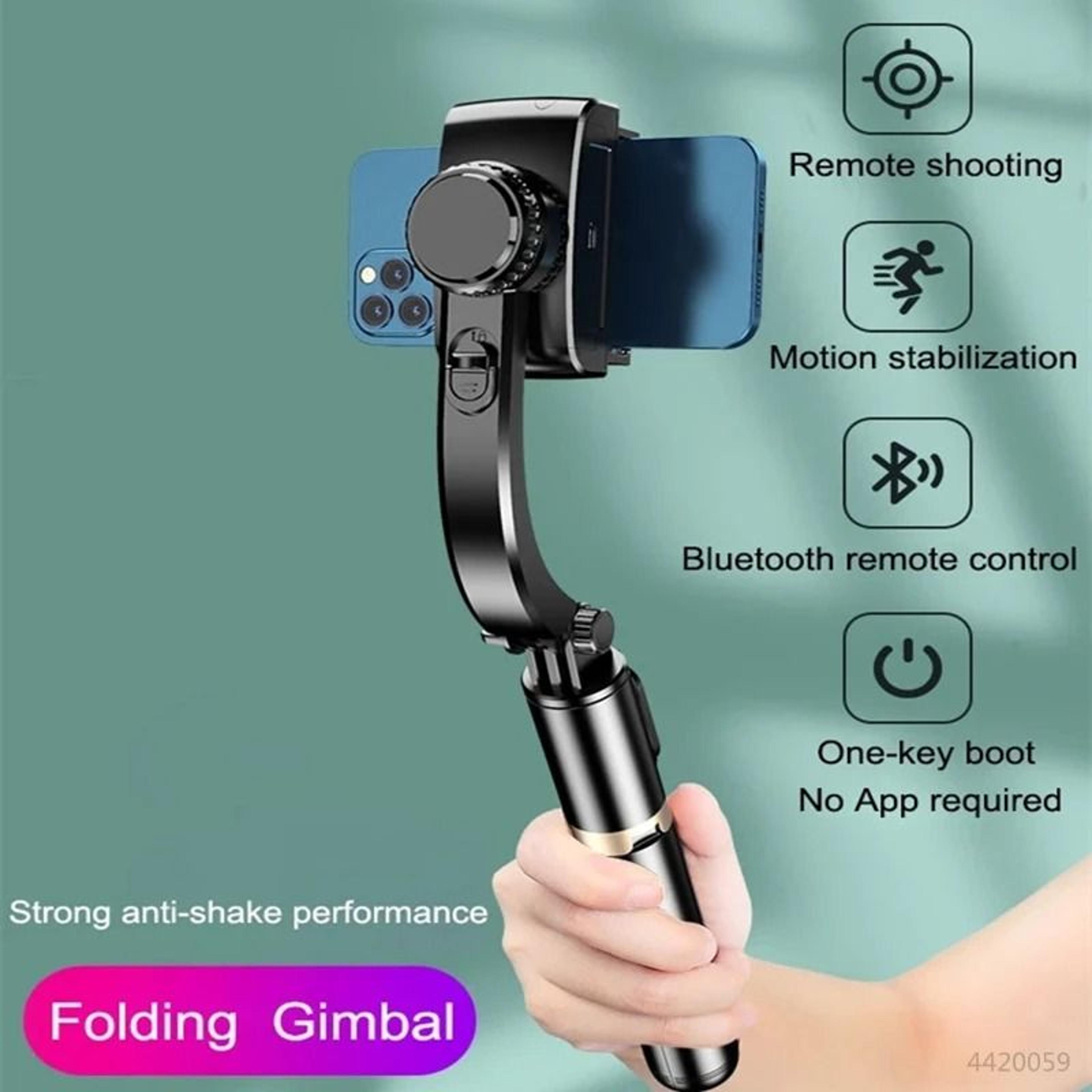 foldable gimbal stabilizer selfie stick with bluetooth remote and tripod