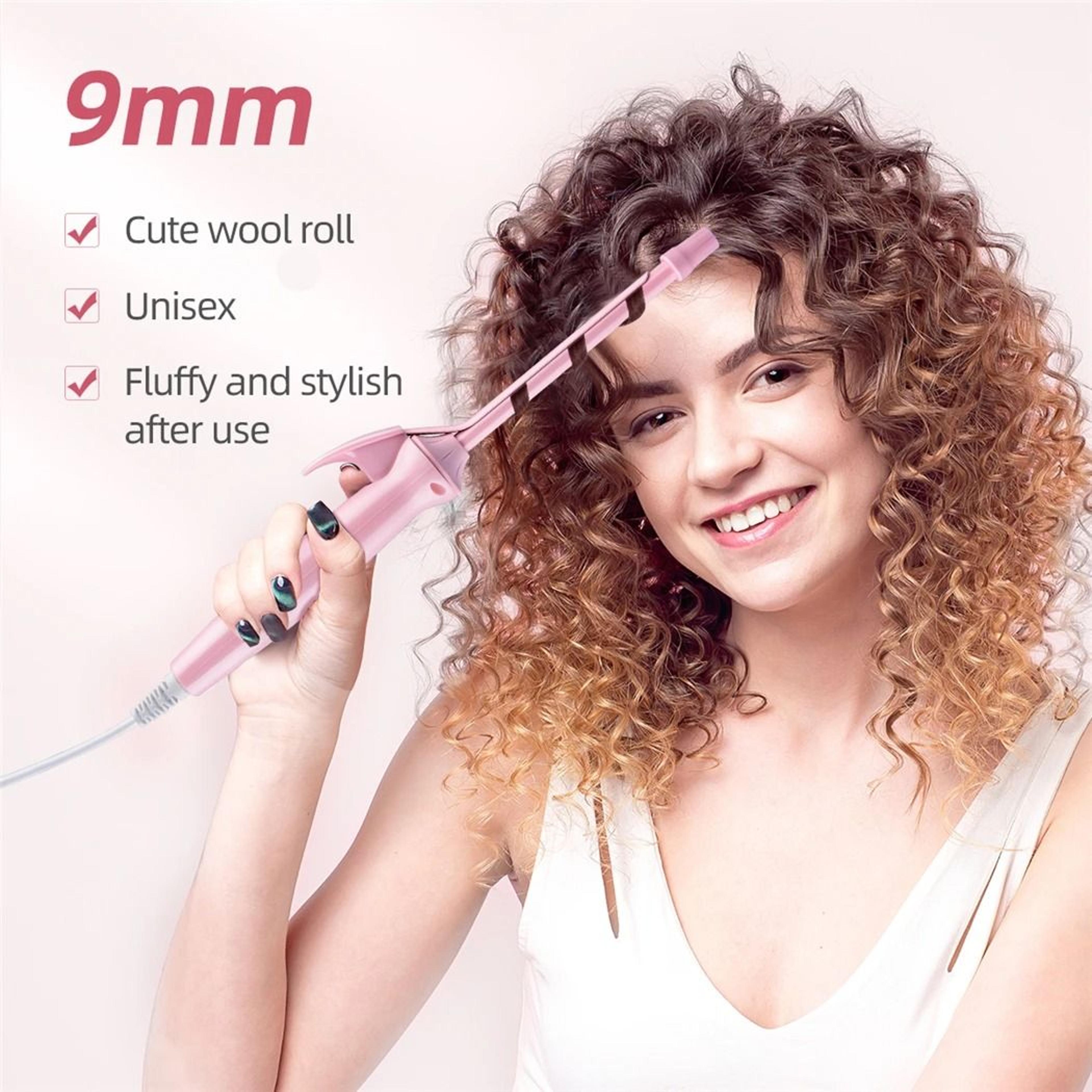 mini 9mm hair curling iron with ceramic barrel