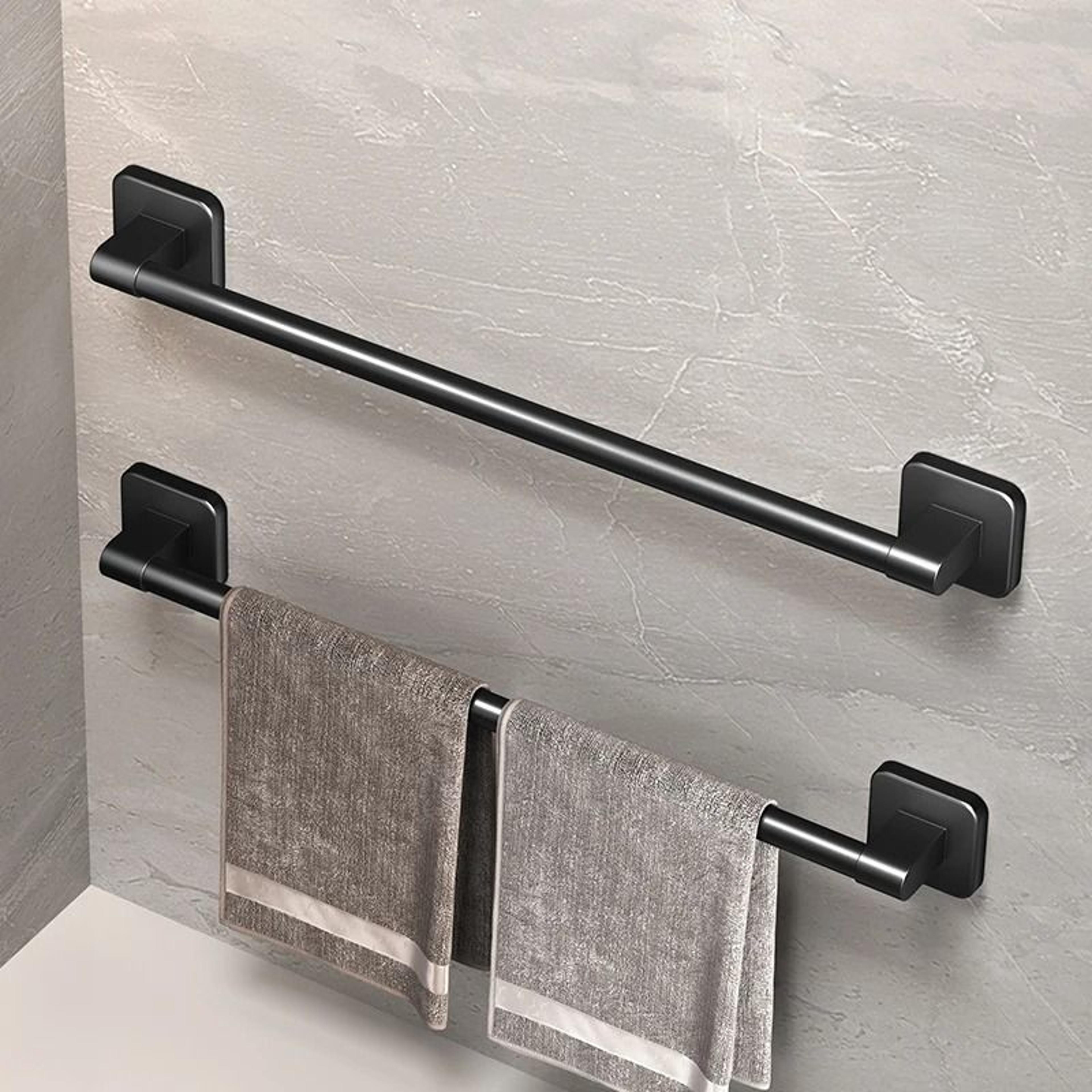 self-adhesive bathroom towel holder – no drilling wall-mount towel rack in white or black