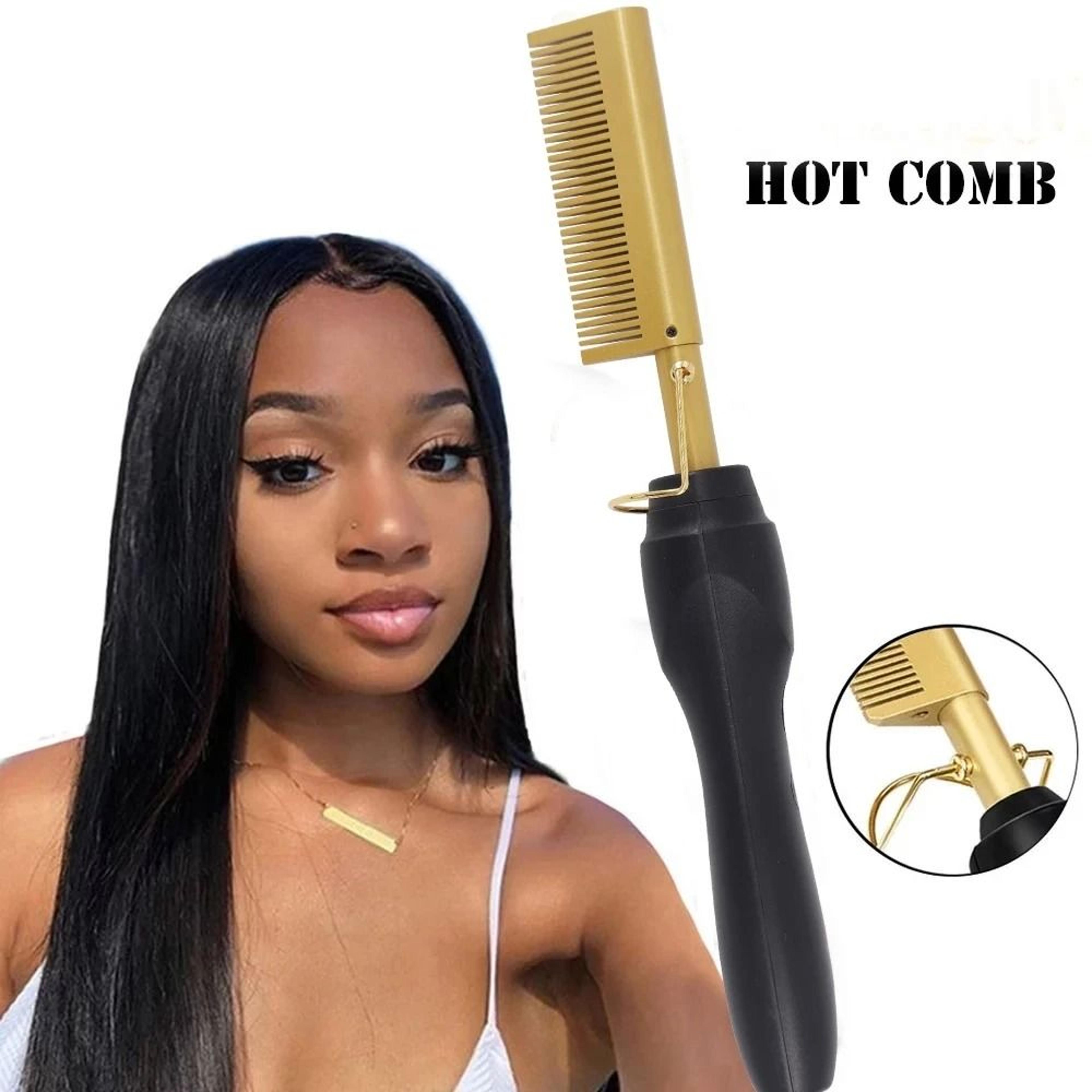 2-in-1 electric hot comb hair straightener and curler – adjustable heating brush for wet and dry hair
