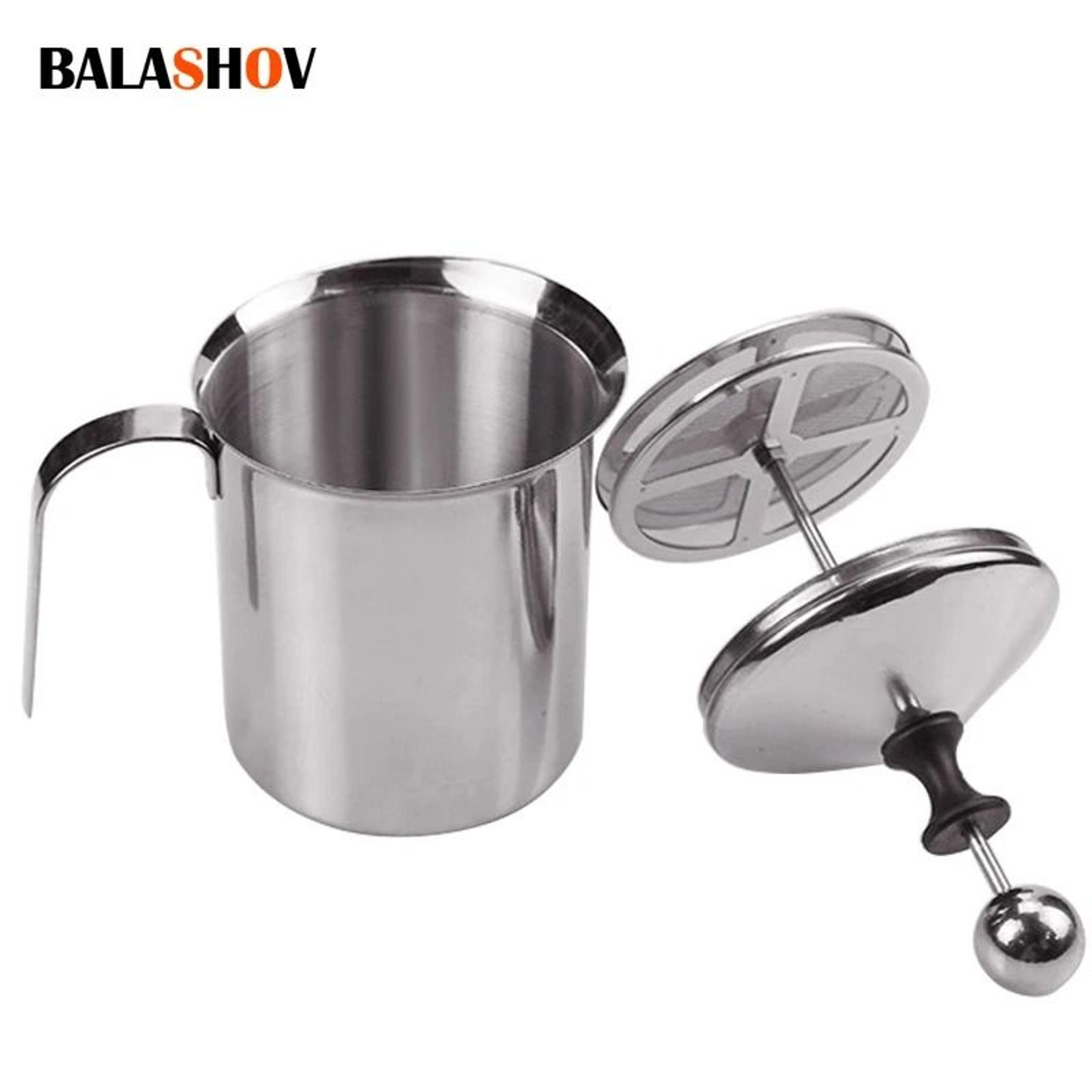 stainless steel milk frother double mesh creamer cup for coffee and kitchen use
