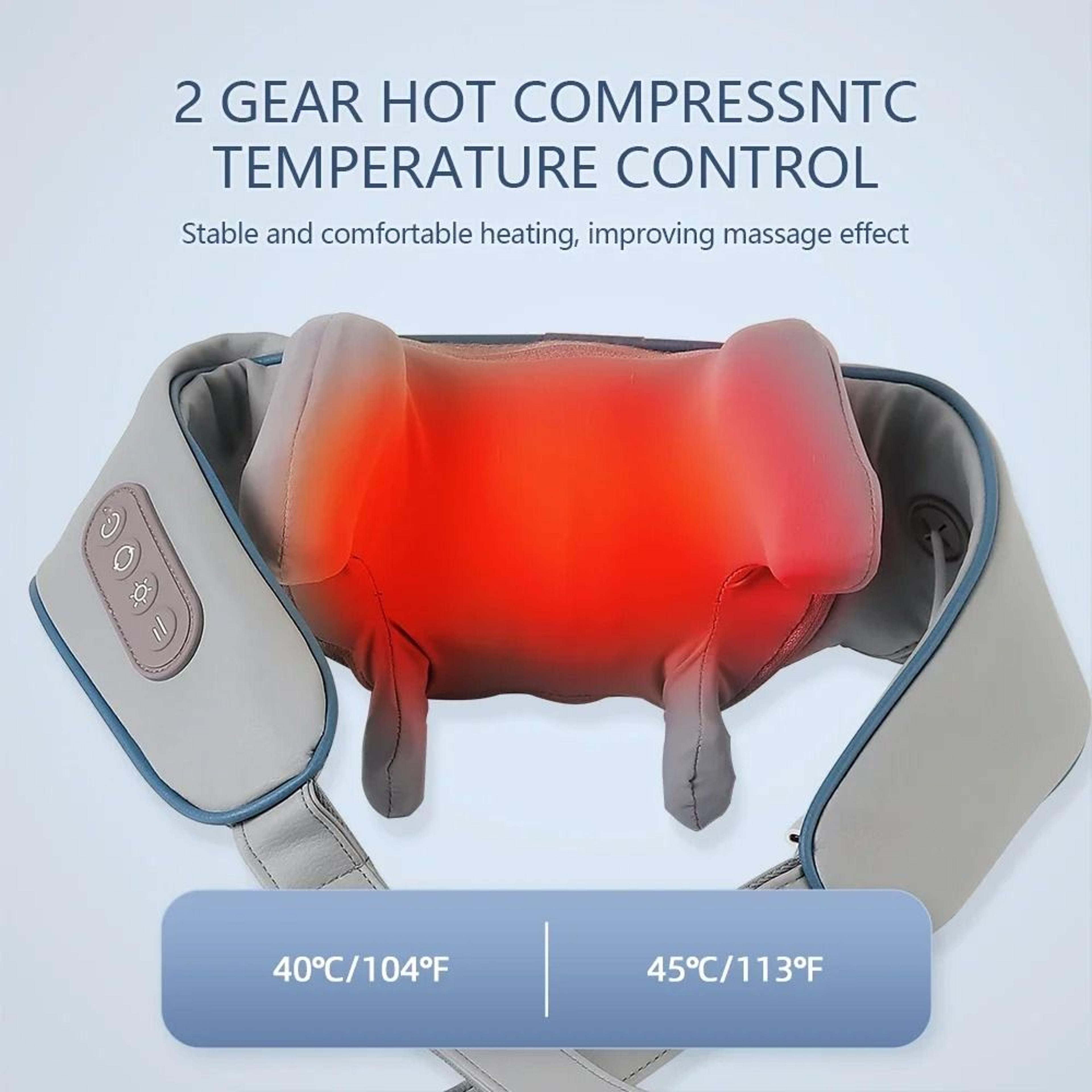 wireless neck and back massager with heat and deep kneading function