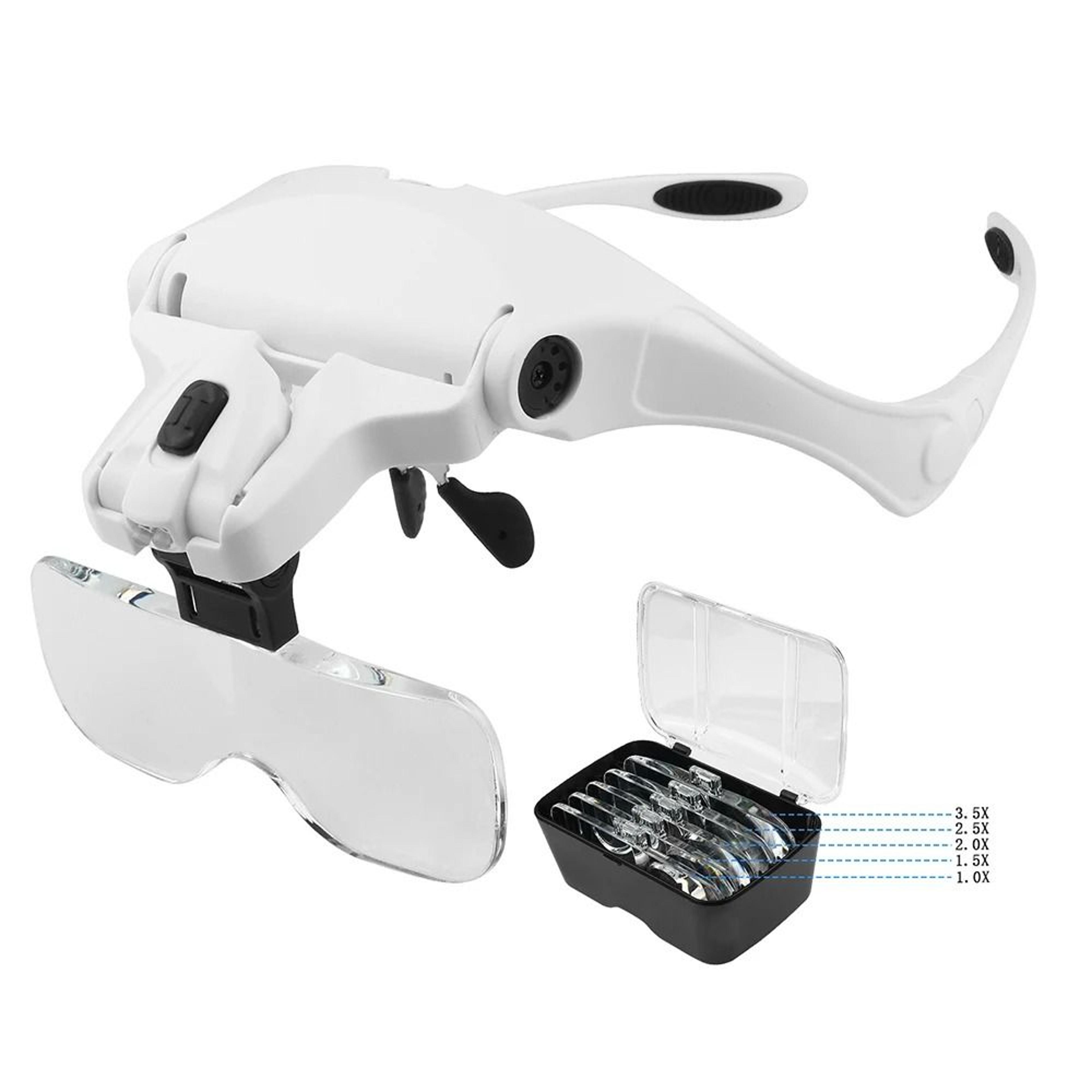 illuminated magnifying glasses with adjustable headband and led lights