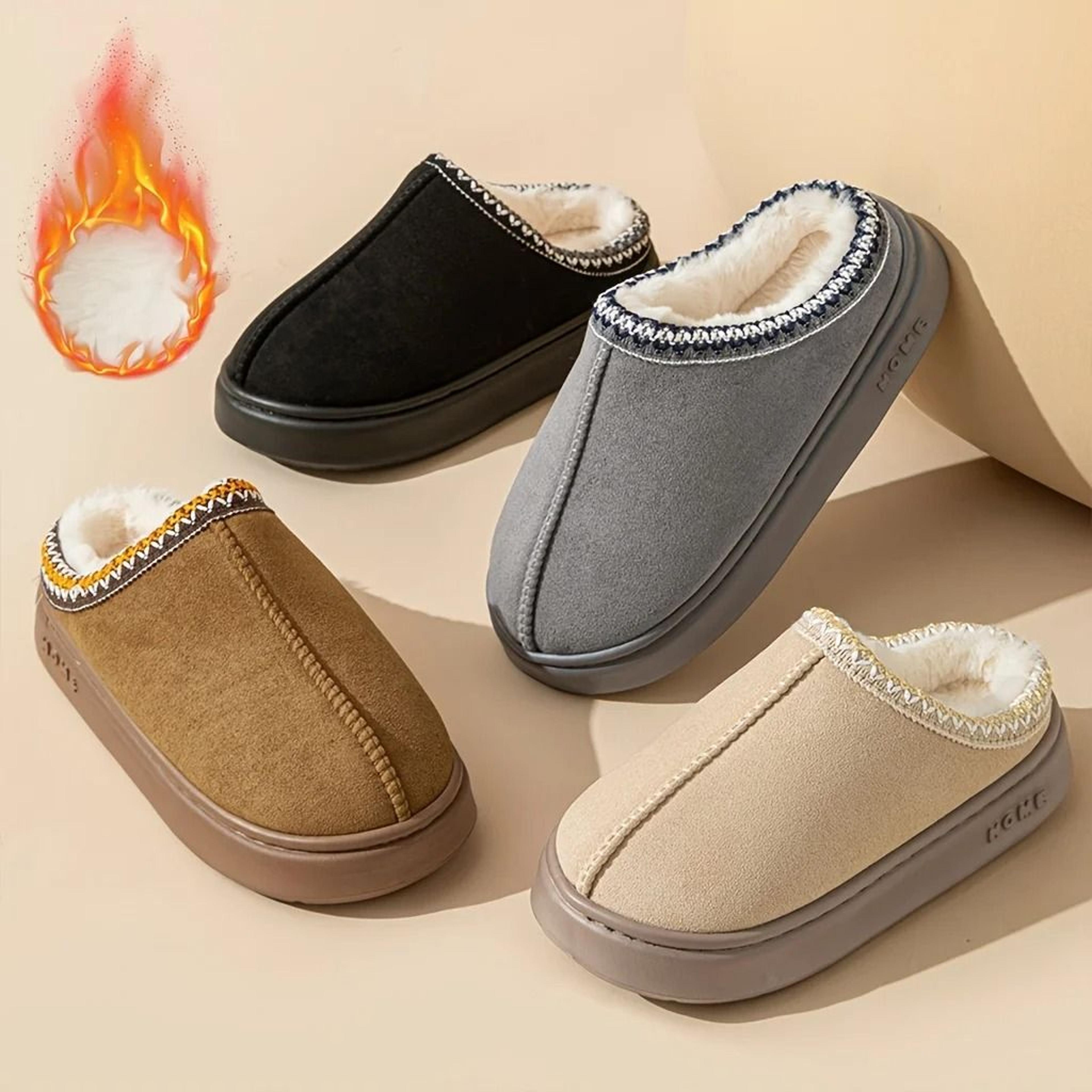 women comfort lined winter slippers soft sole indoor outdoor warm shoes