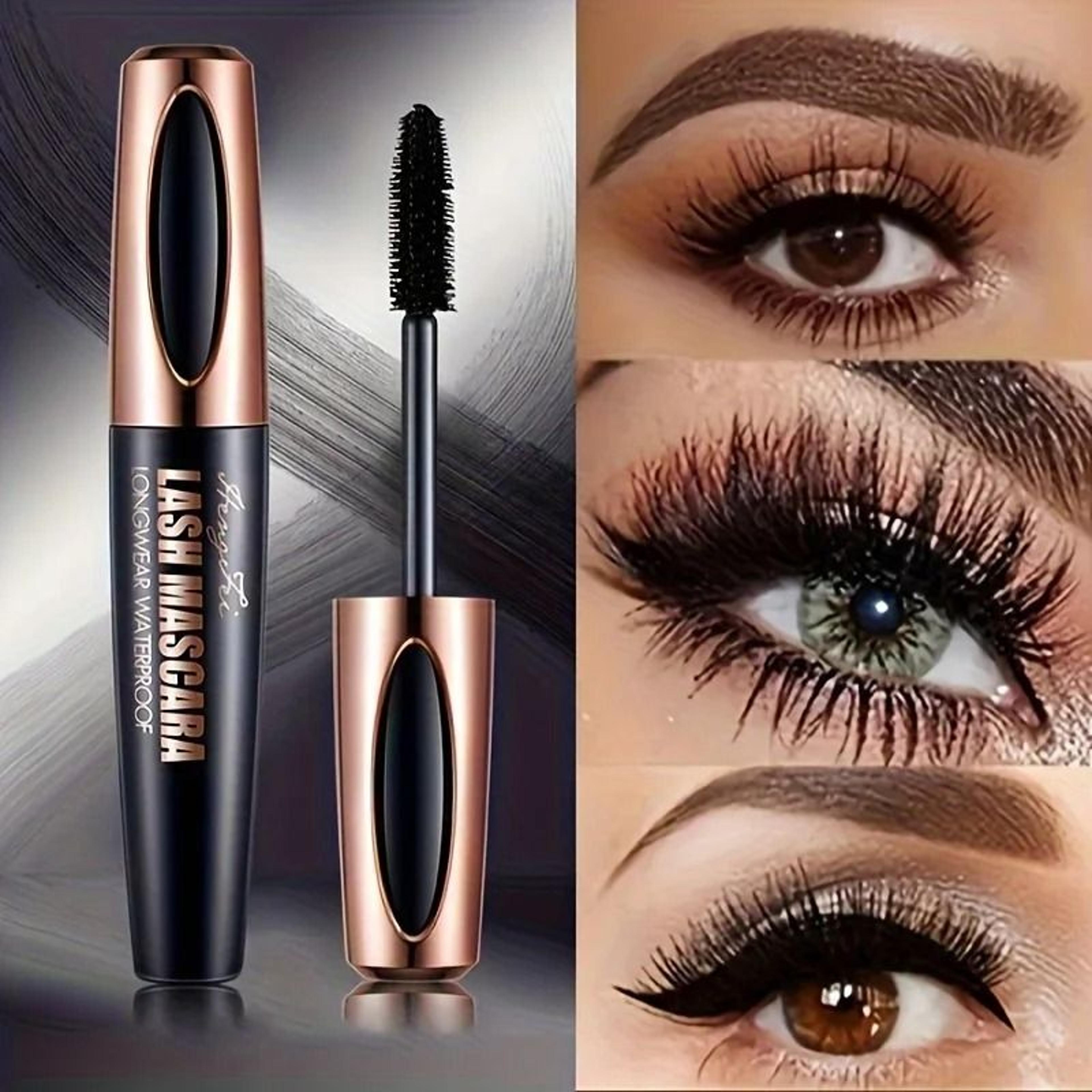 4d lash mascara waterproof smudge-proof long-lasting black mascara for voluminous natural lashes