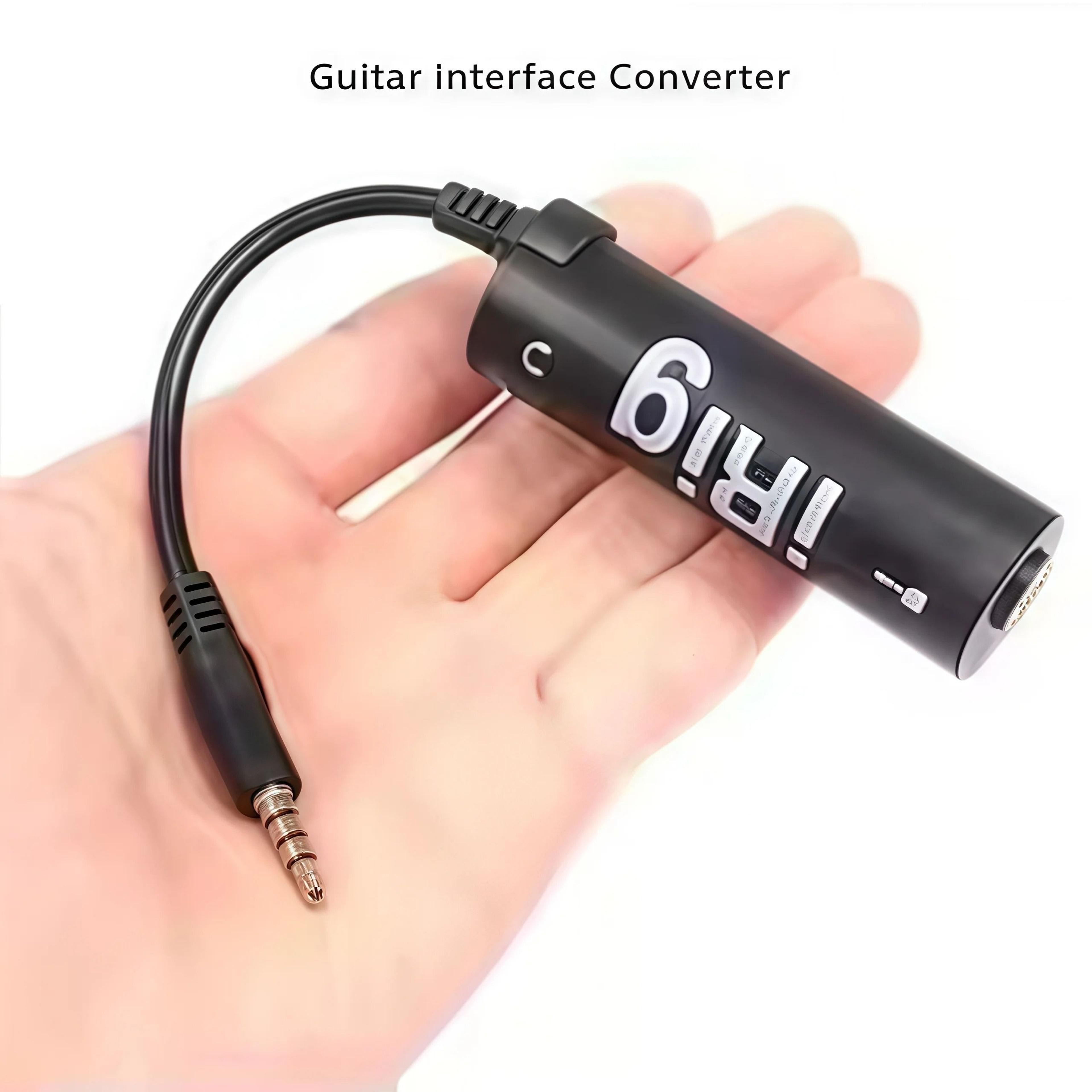 guitar interface converter audio adapter with built-in tuner and line out for recording and practice