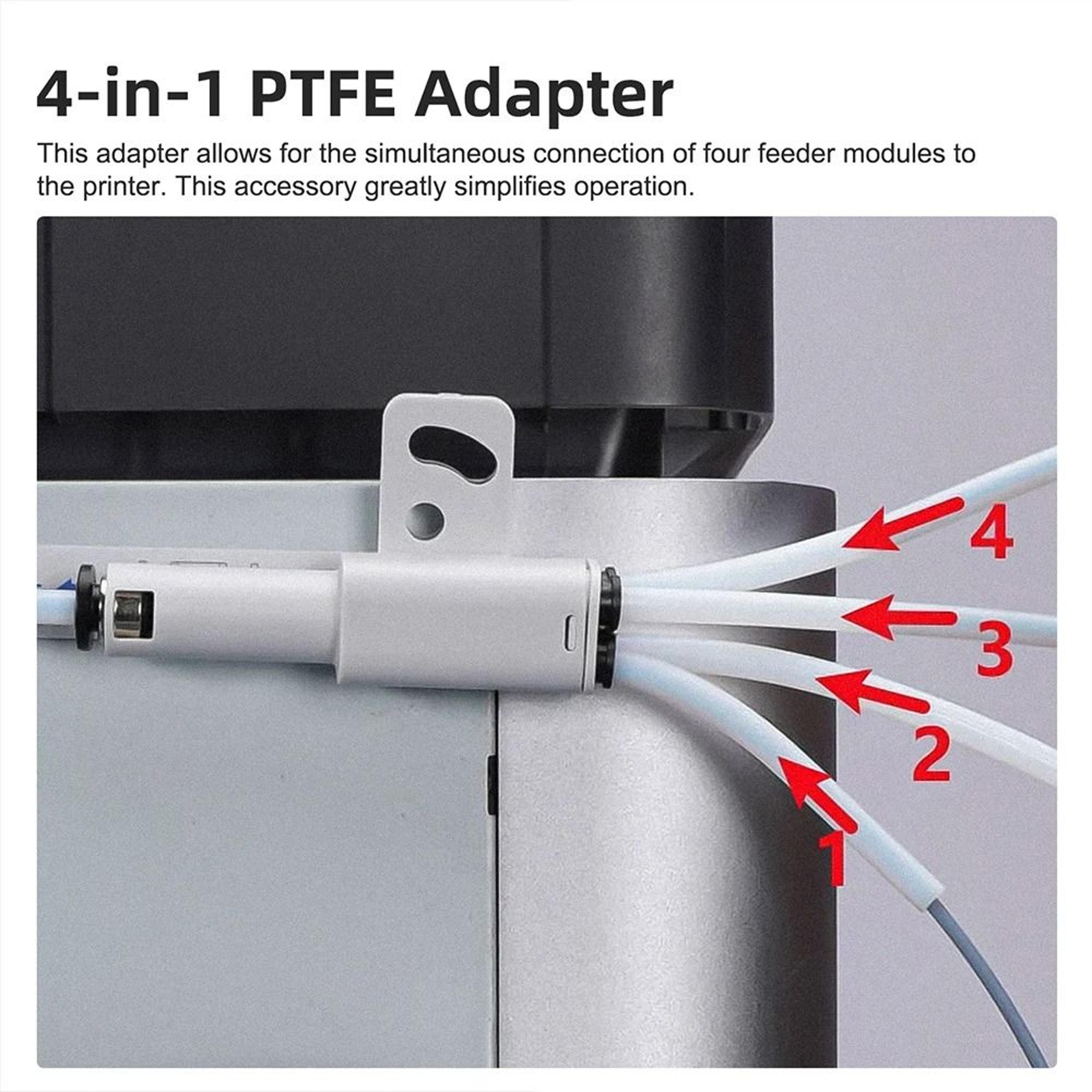 4-in-1 ptfe adapter tube expansion port for bambulab x1 and p1 series 3d printers