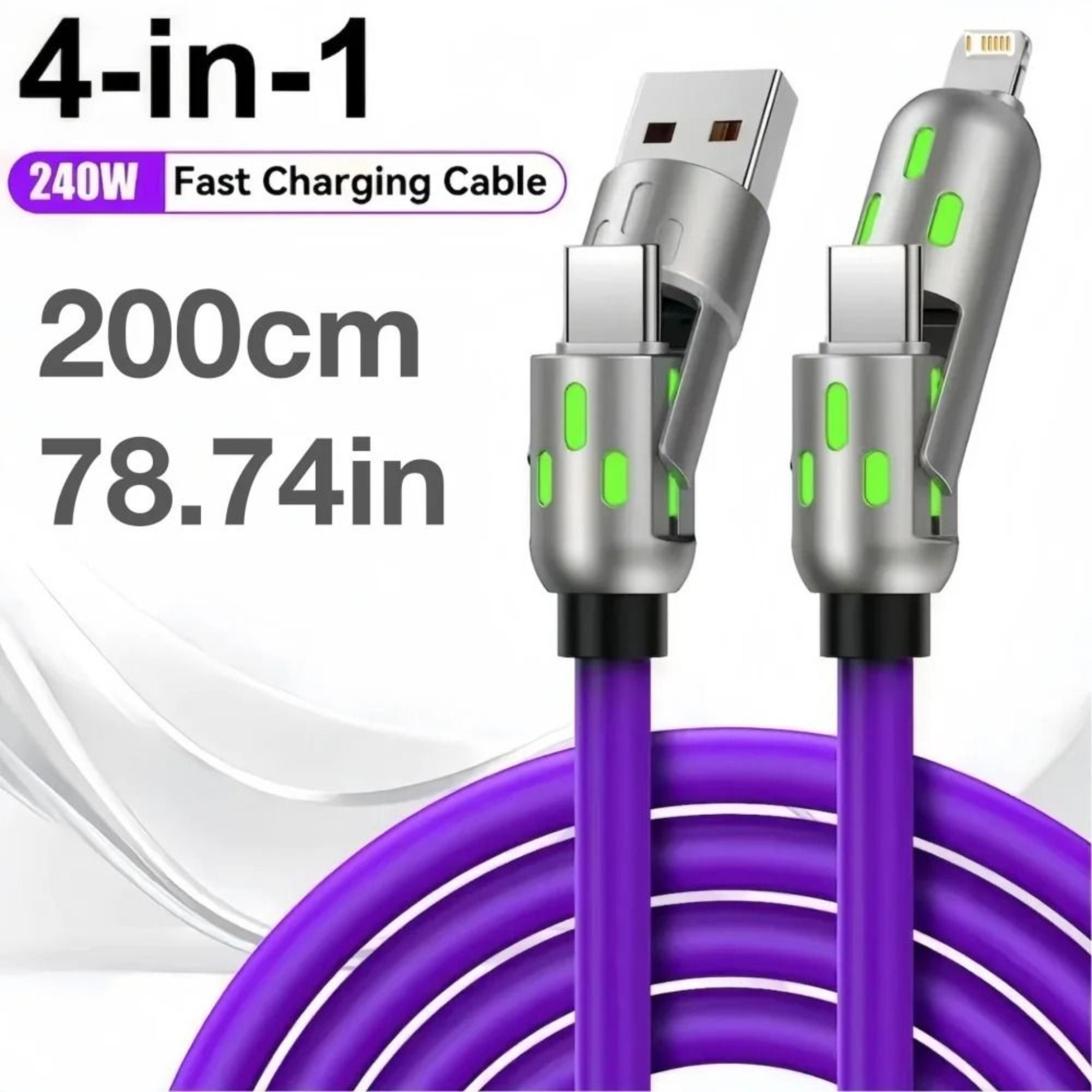 4-in-1 240w fast charging cable with pd usb type c quick charge function