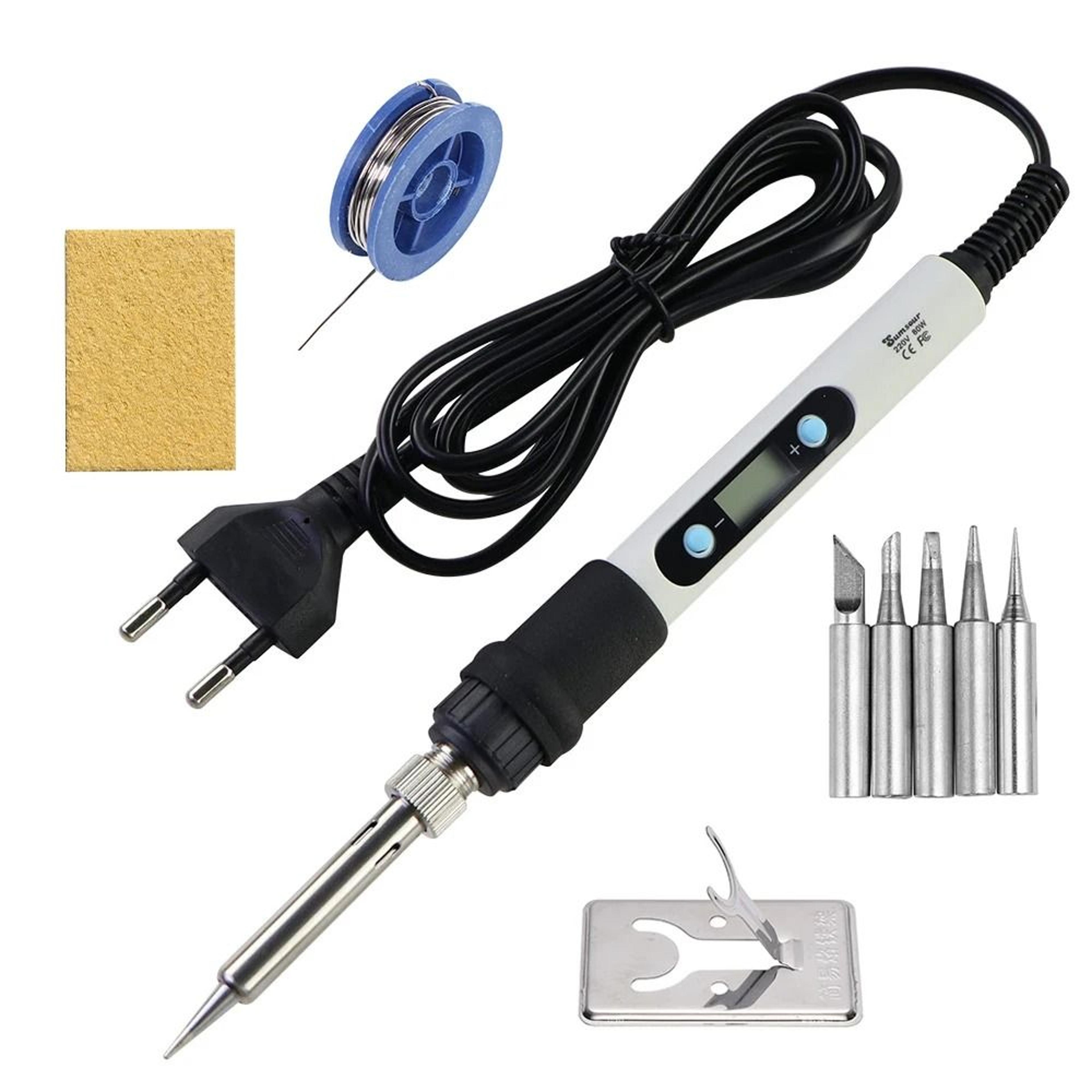 adjustable temperature electric soldering iron with lcd display and soldering tips