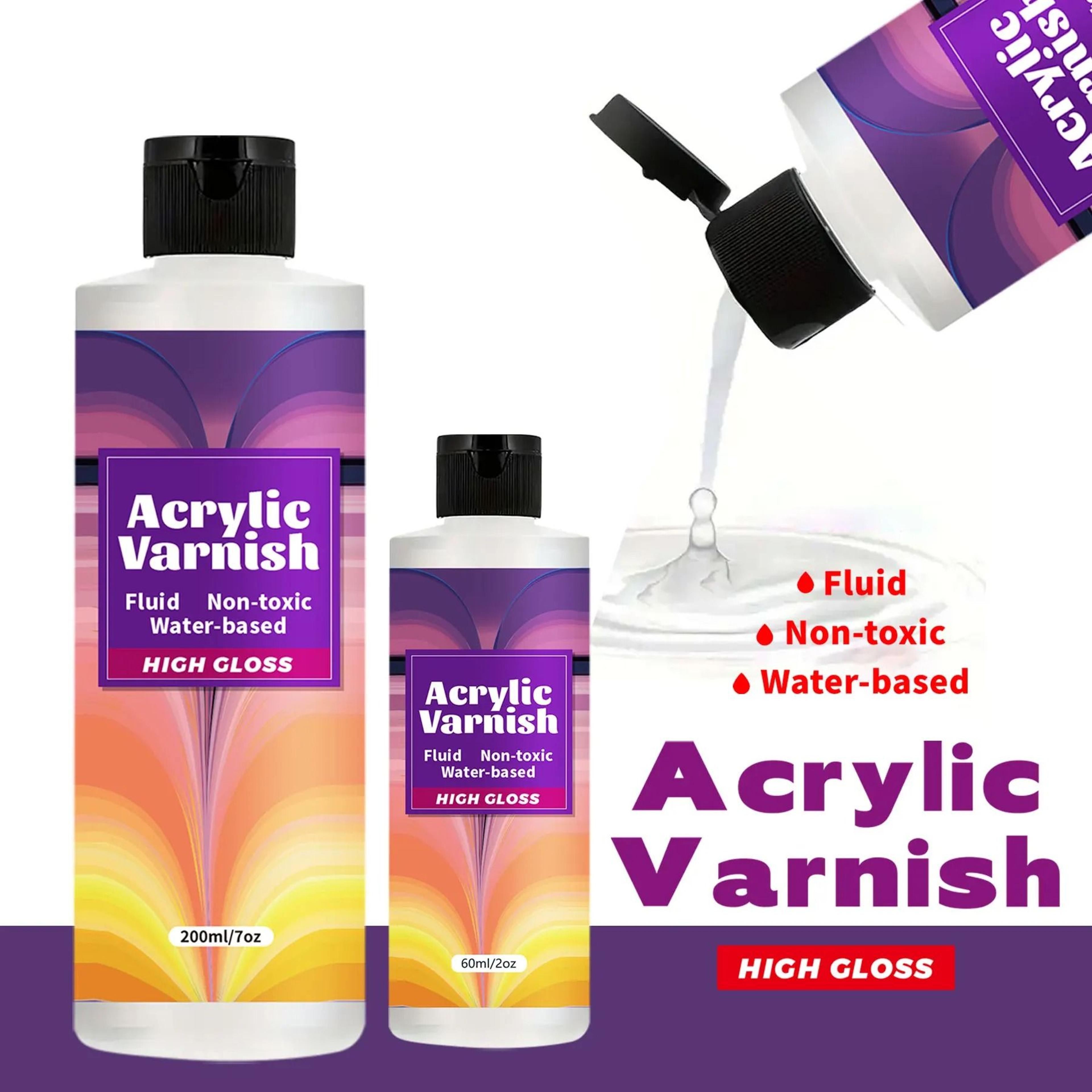 200ml acrylic varnish high gloss finish protective clear coat for paintings and crafts