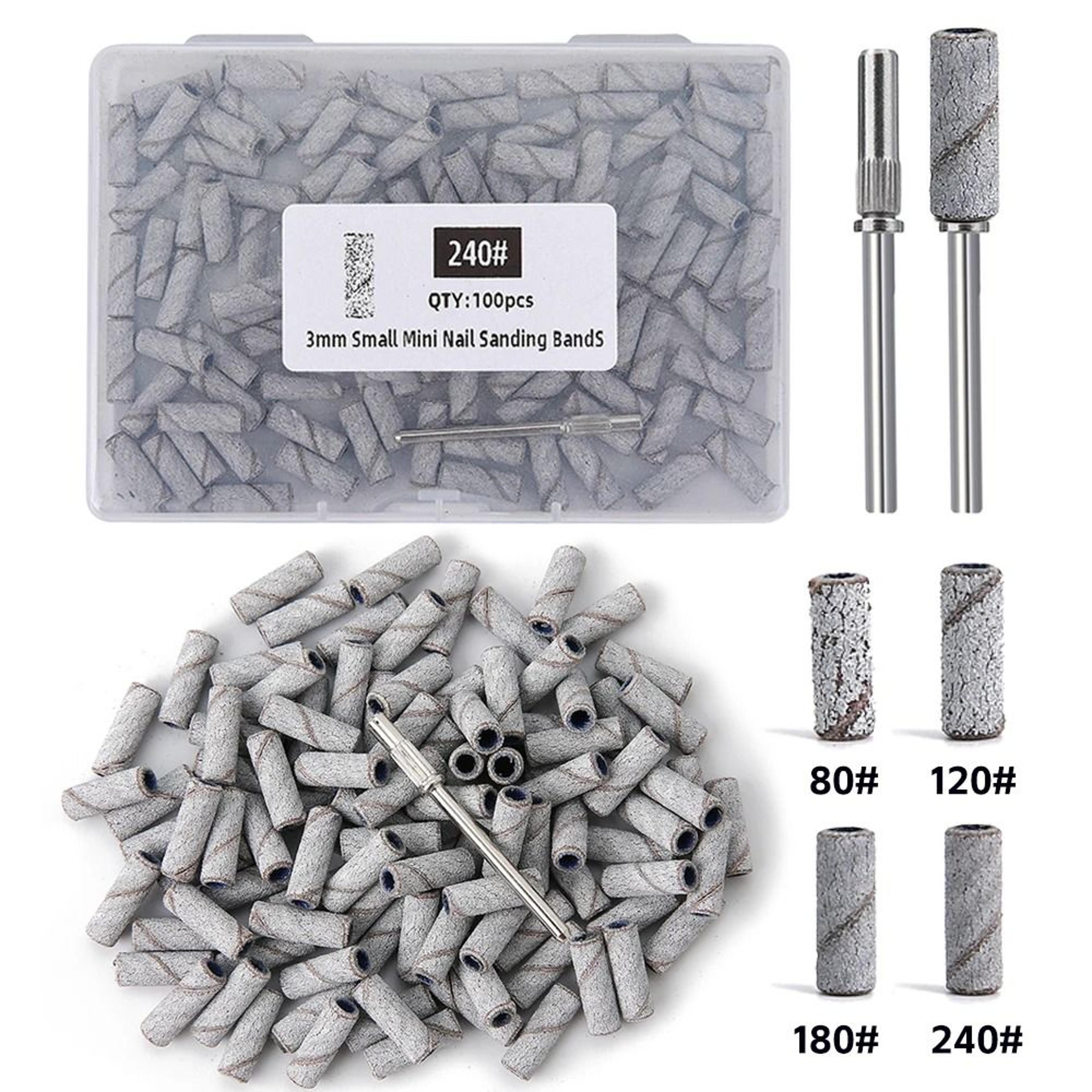 3mm nail sanding bands set 80/120/180/240 grit for electric nail drill and manicure polishing