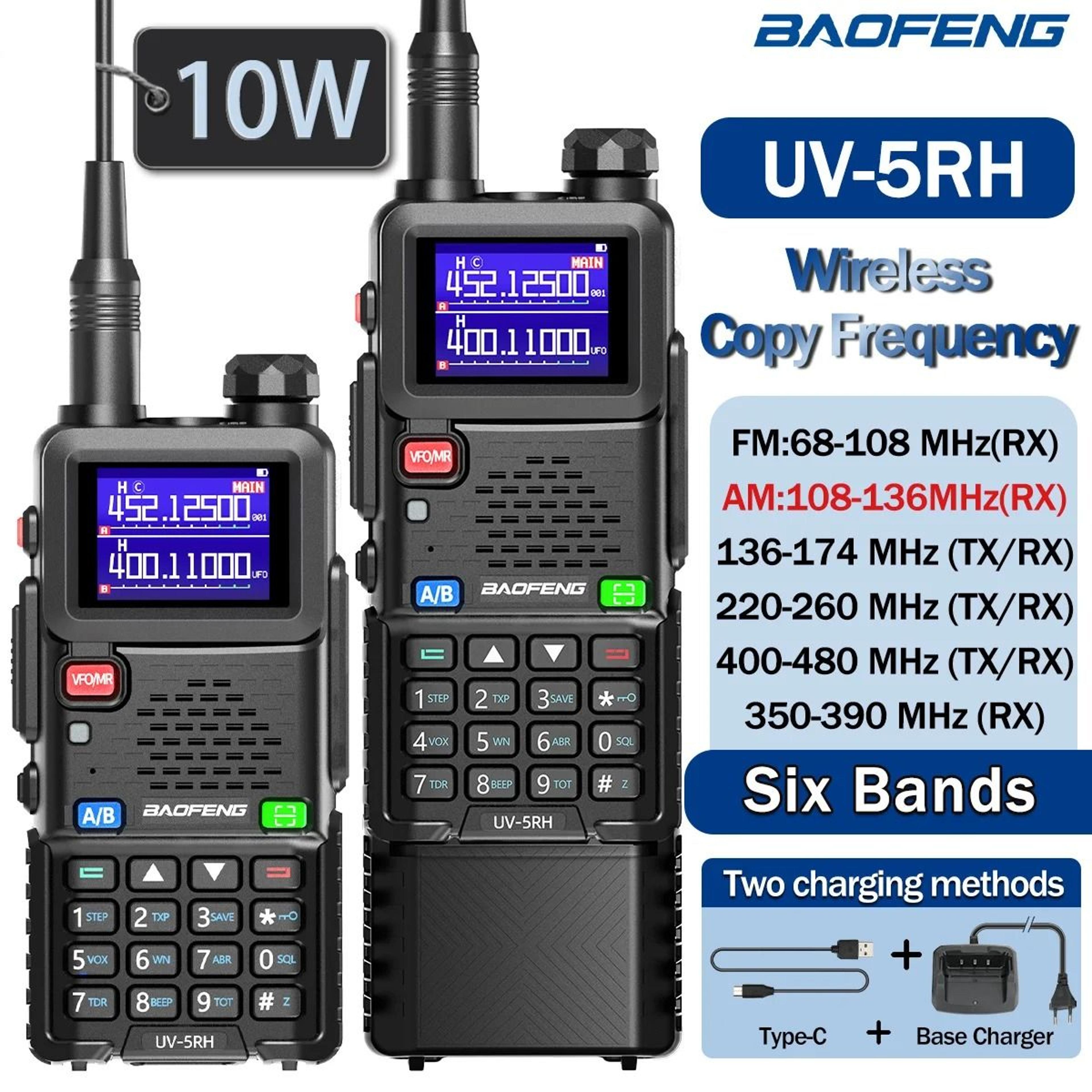 long range two way radio with type c charging and frequency copy function