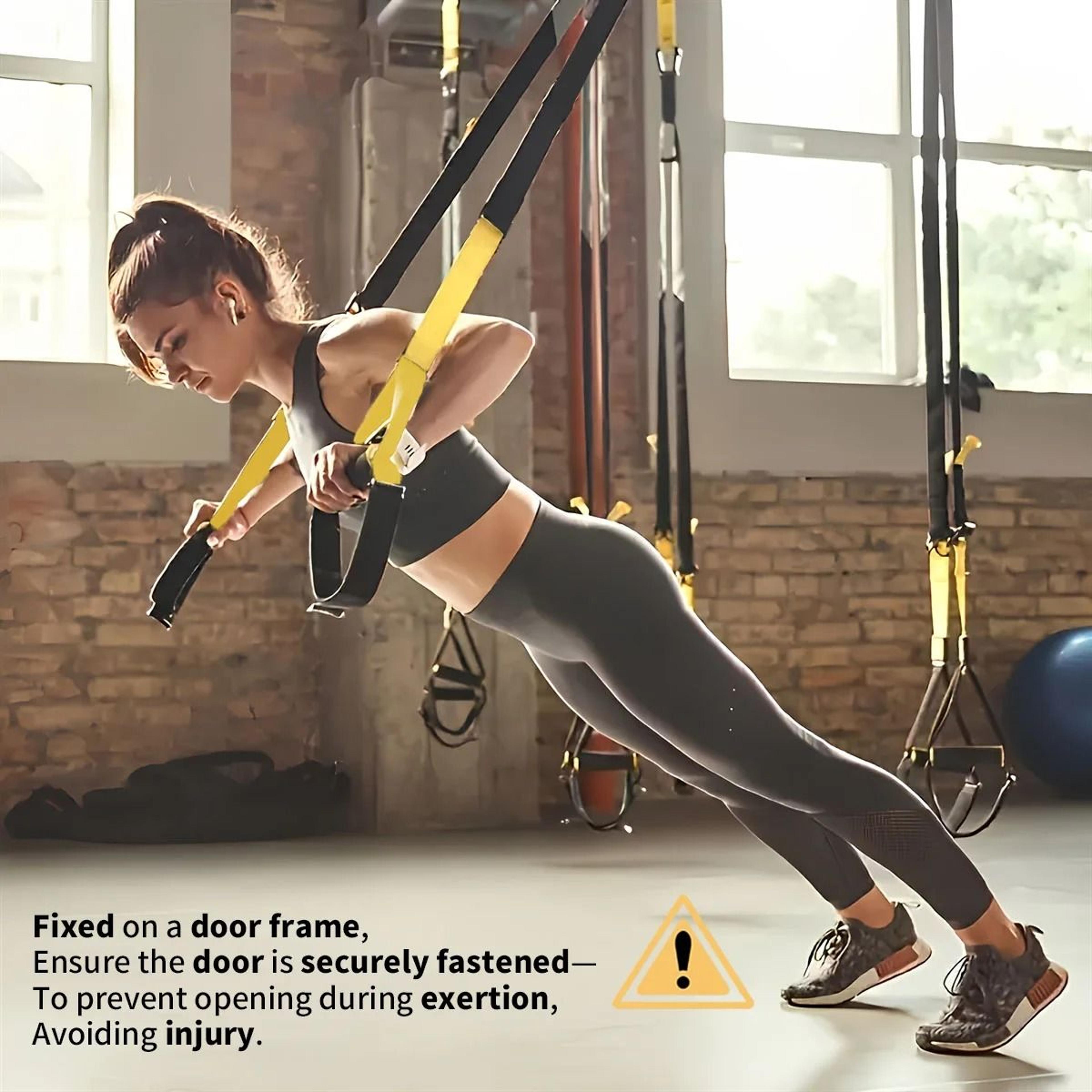 suspended training belt with bungee resistance for home exercise