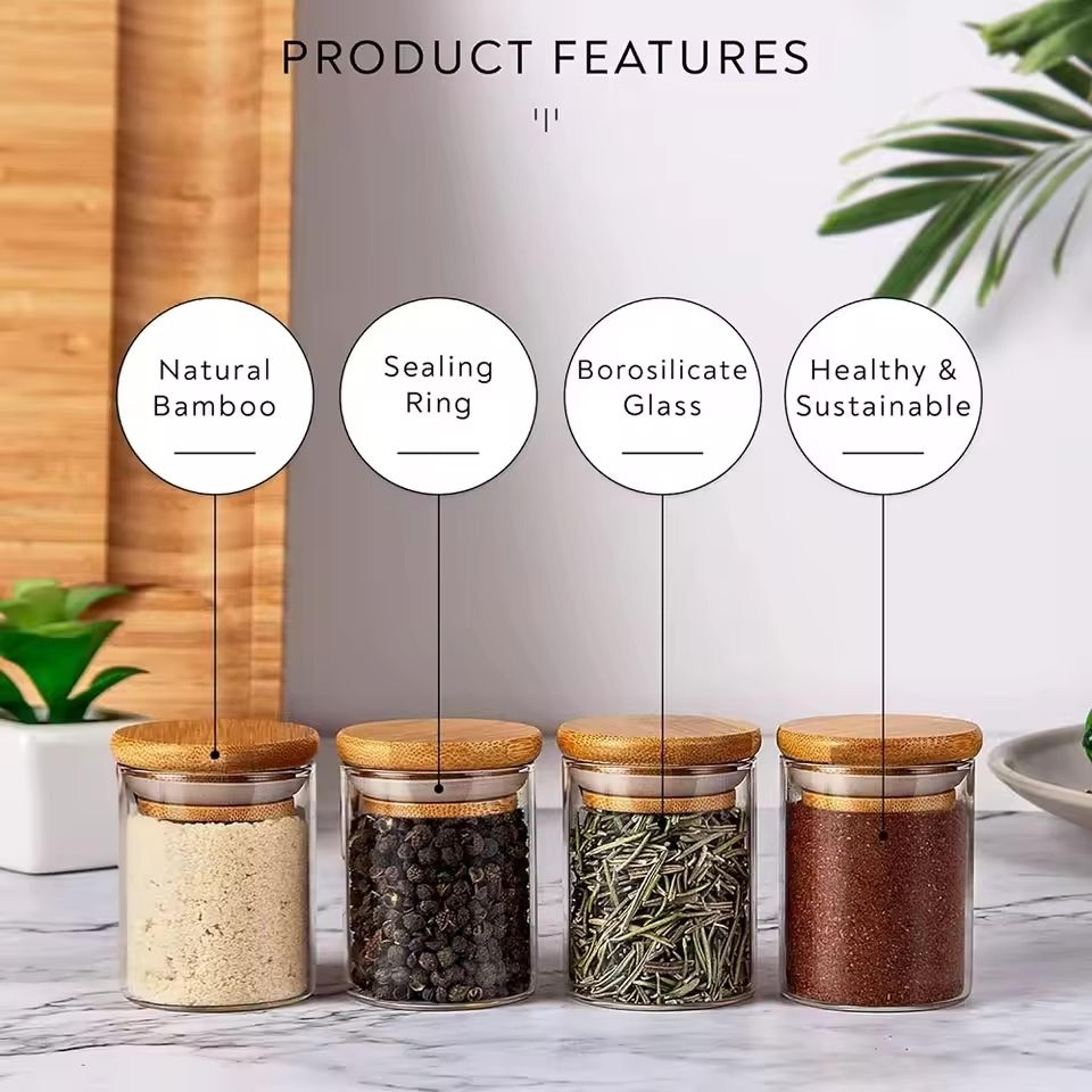 glass spice jars set with airtight borosilicate containers