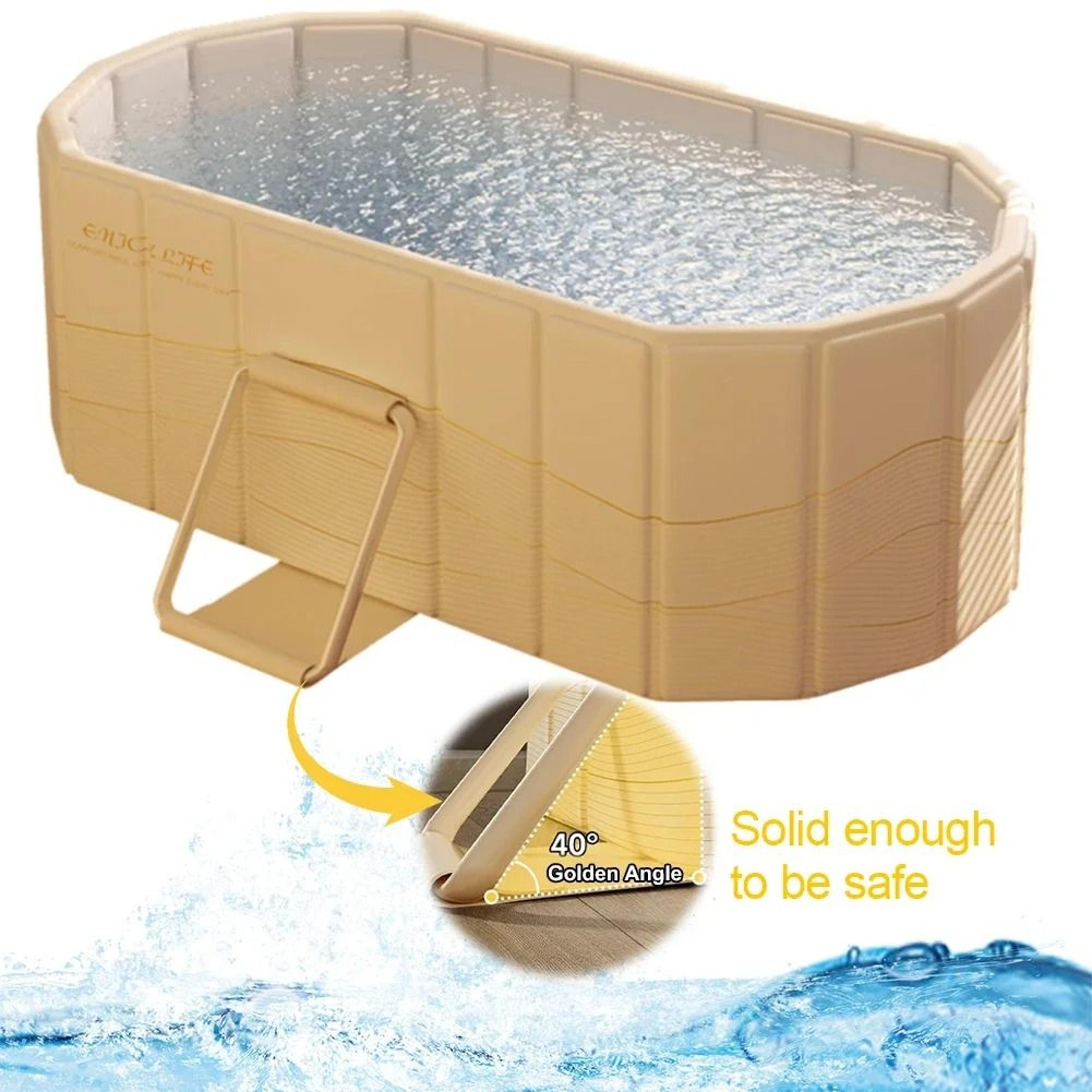 foldable portable hot tub collapsible ice bath tub with dual drainage design for home cold and hot baths