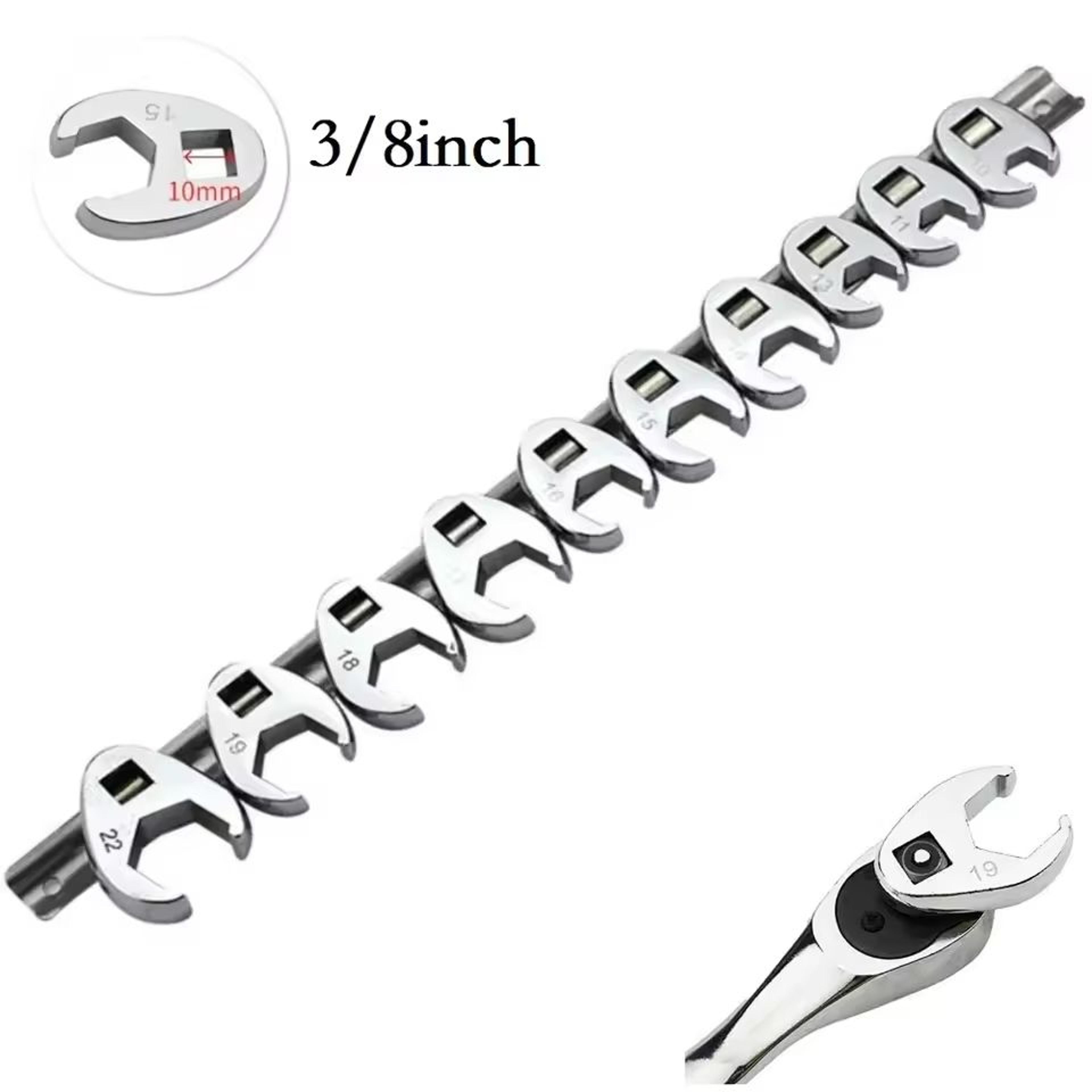 10 piece metric crowfoot wrench set for torque wrench
