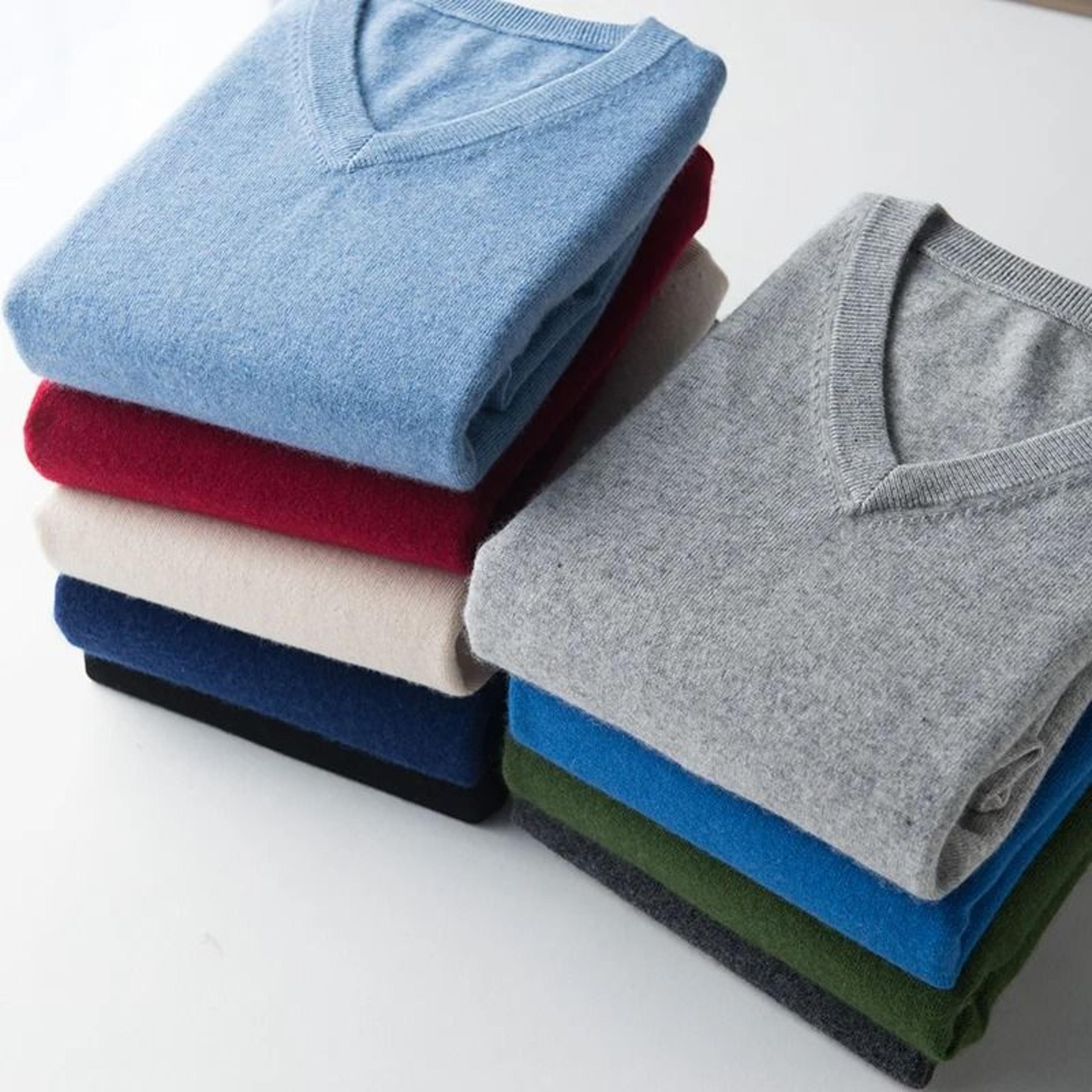 classic v-neck pullover sweater for men – warm cashmere cotton blend winter jumper
