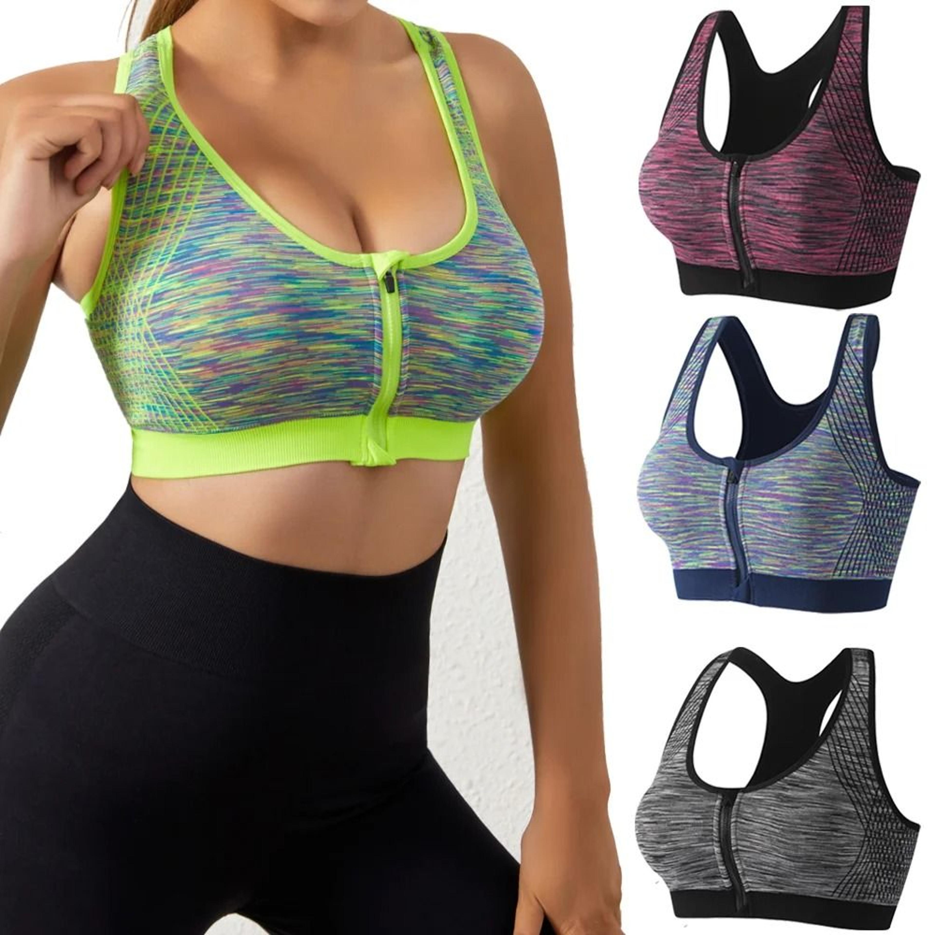 women sports bra front zipper