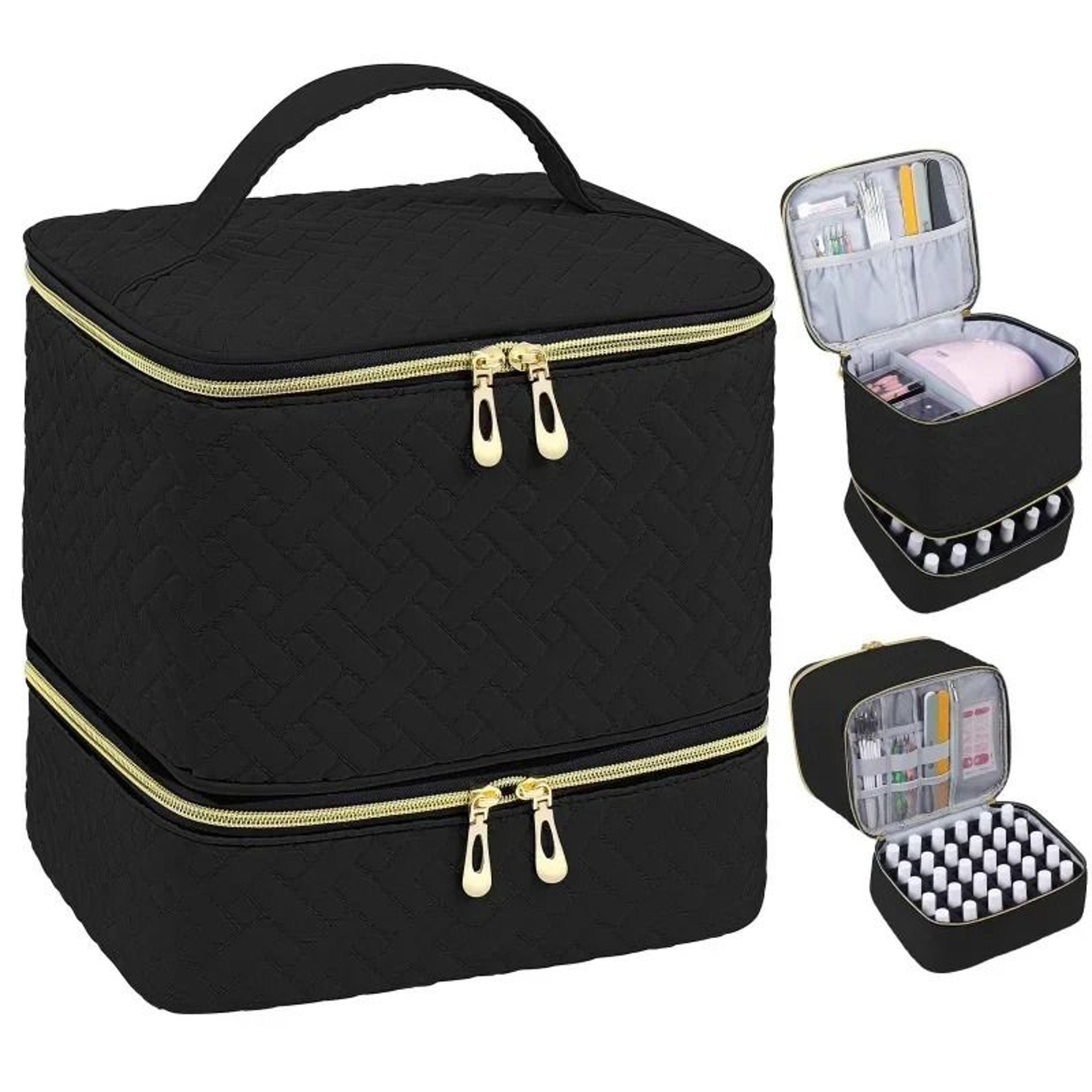double layer nail polish storage bag with 30 compartments for nail care essentials