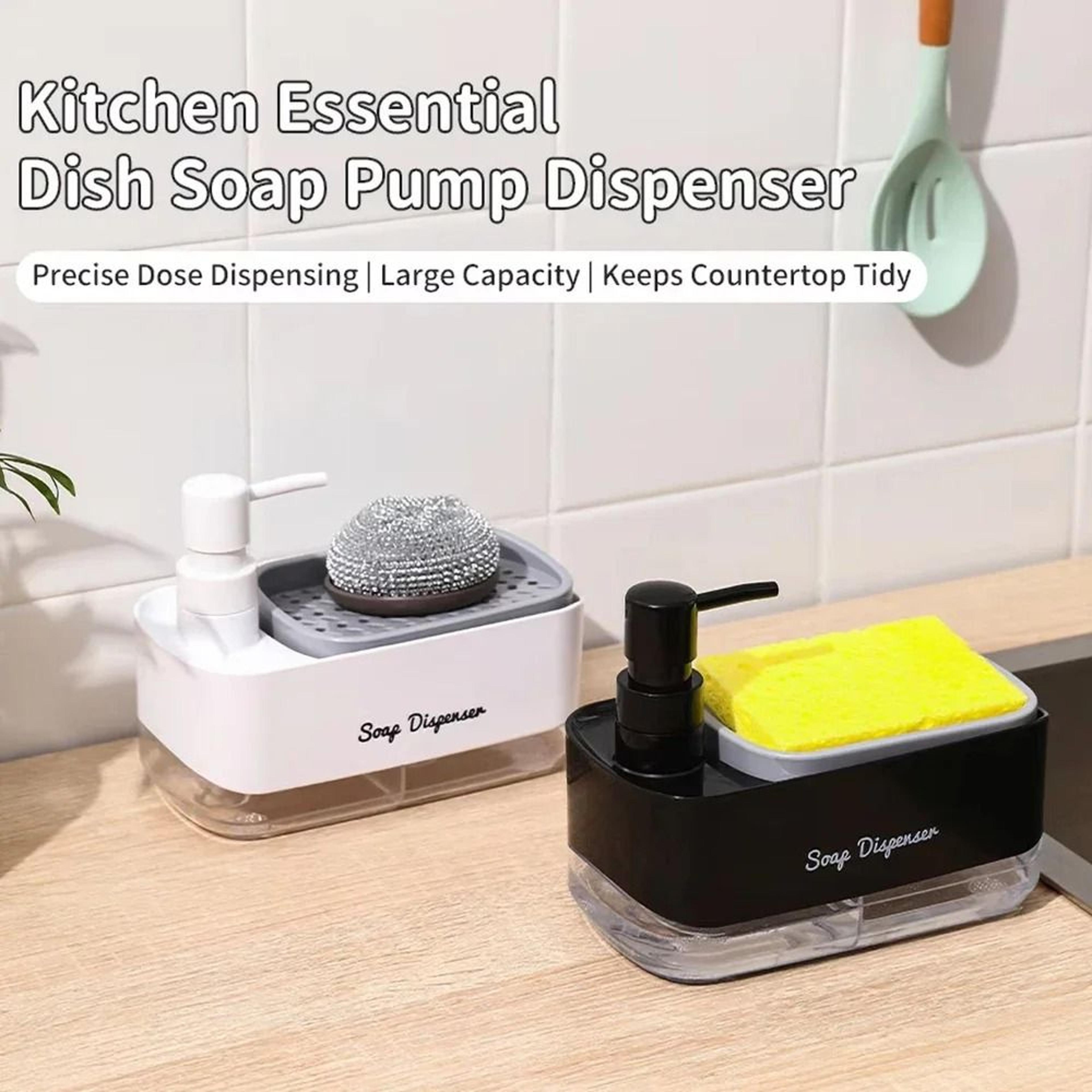 multifunctional soap dispenser with sponge holder for kitchen and bathroom
