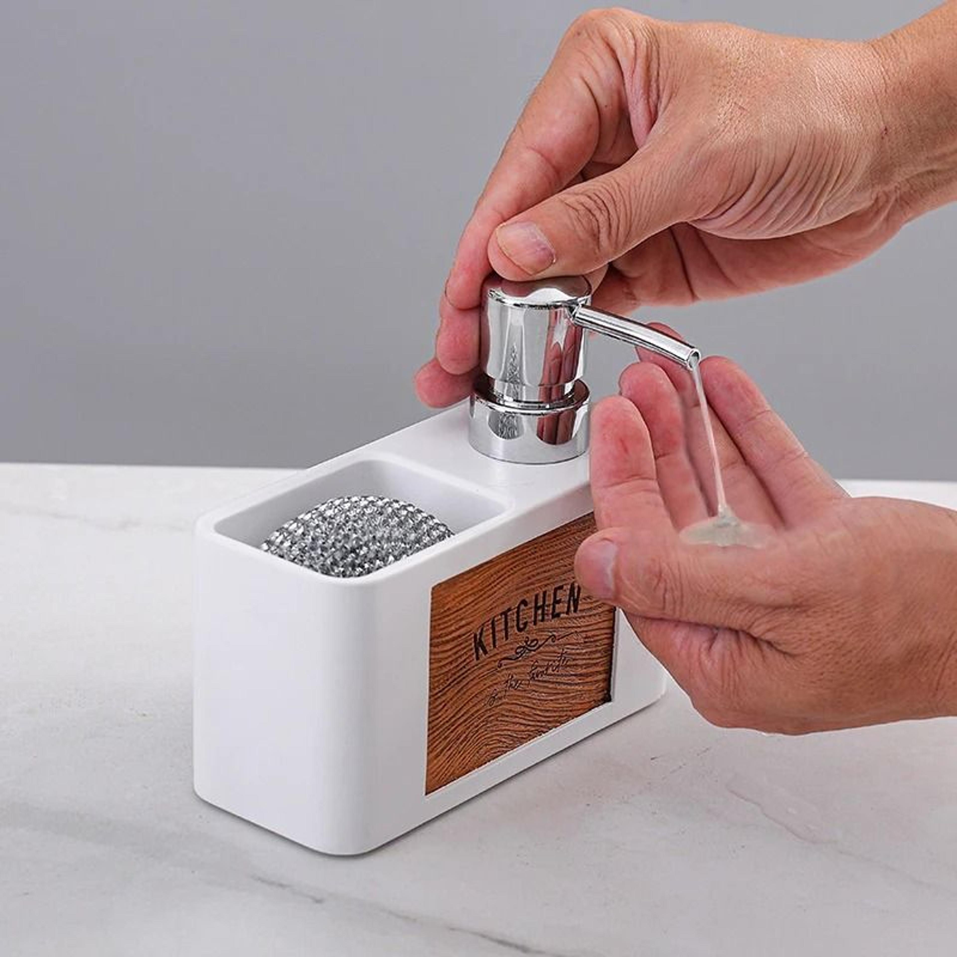 kitchen soap dispenser with sponge holder for hand and dish soap