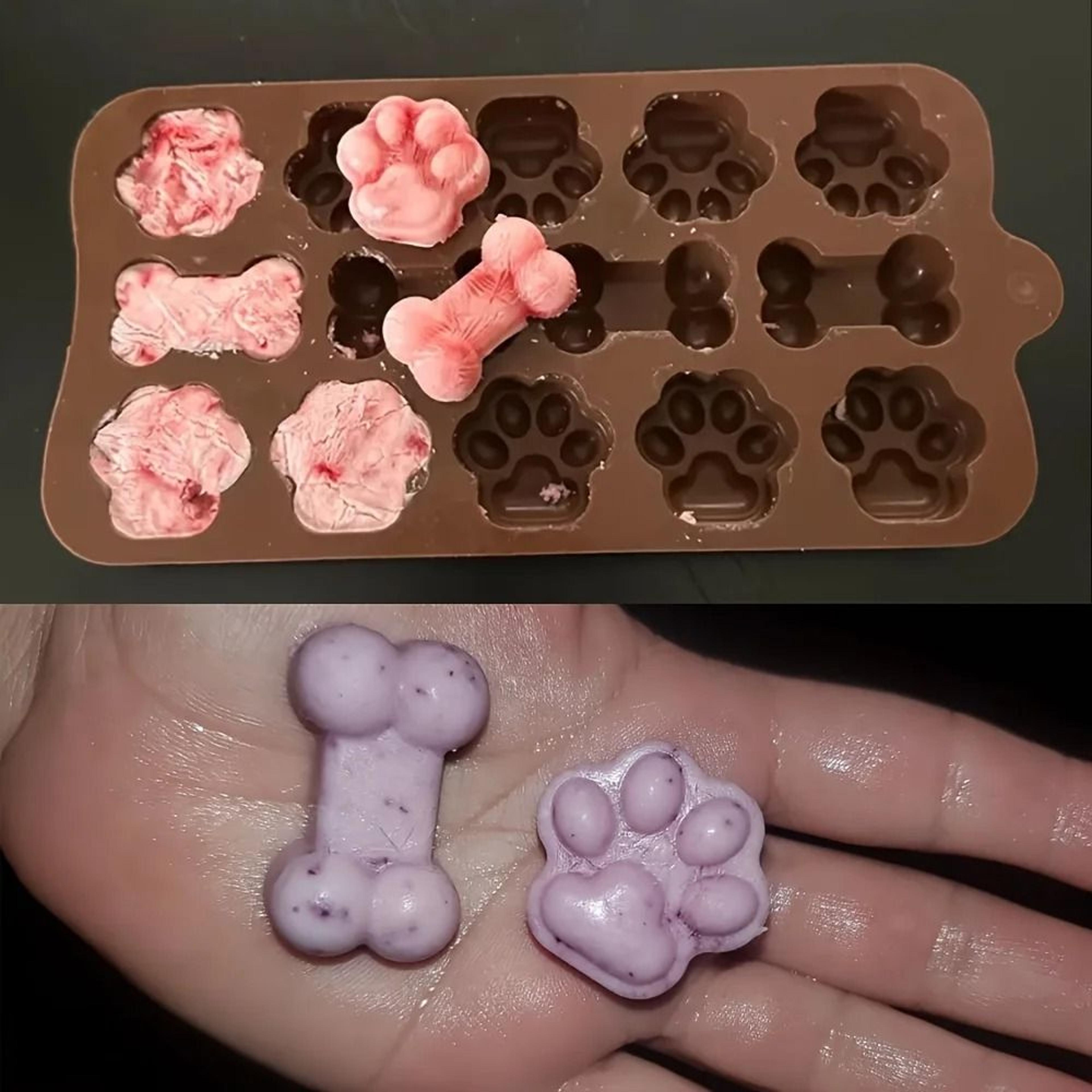 dog bone and paw silicone mold for homemade treats and ice cubes