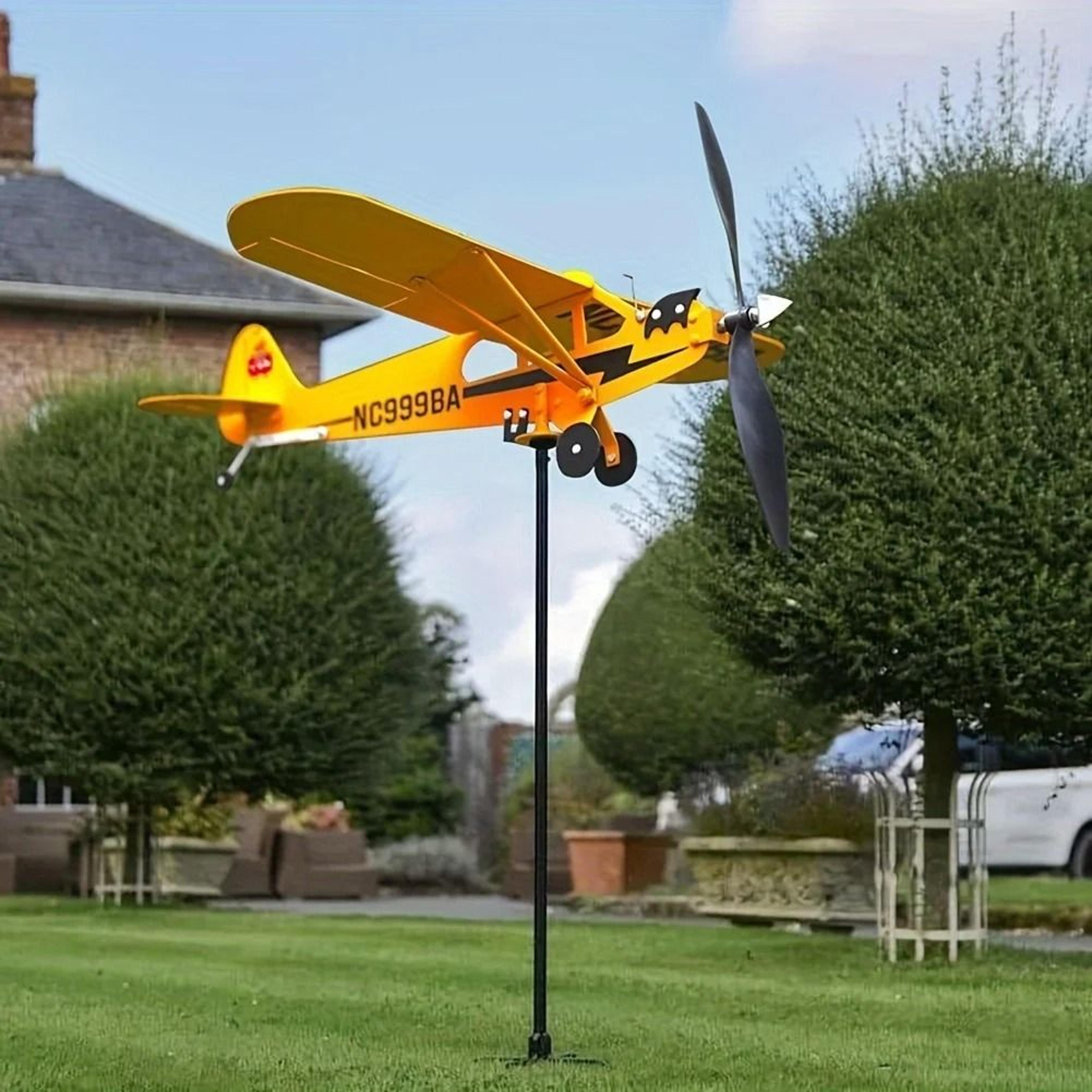 creative metal airplane weather vane garden windmill