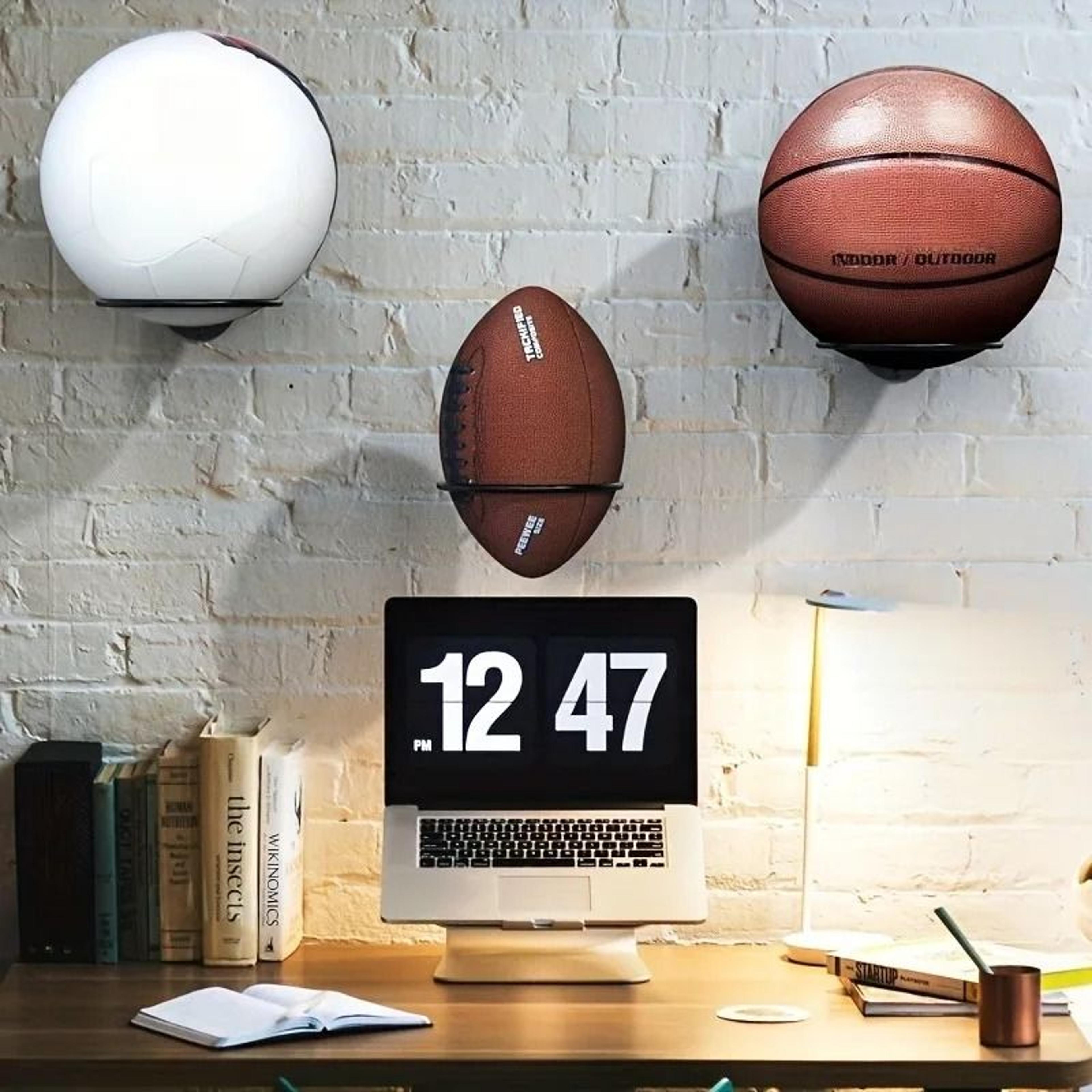 wall mounted metal ball holder rack for sports displays